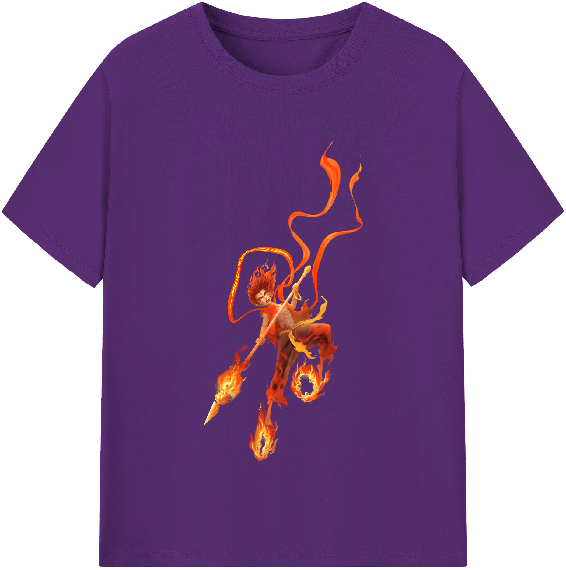 （画像用） Ne Zha 2 ナタ 魔童の大暴れ 綿100％半袖Tシャツ（フロントプリント）