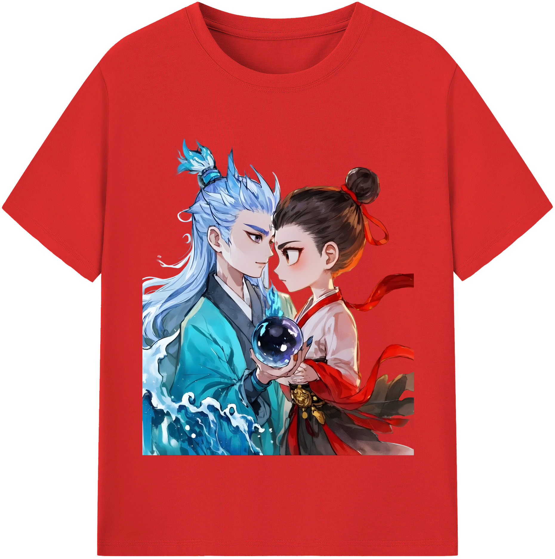 （画像用） Ne Zha 2 ナタ 魔童の大暴れ 綿100％半袖Tシャツ（フロントプリント）