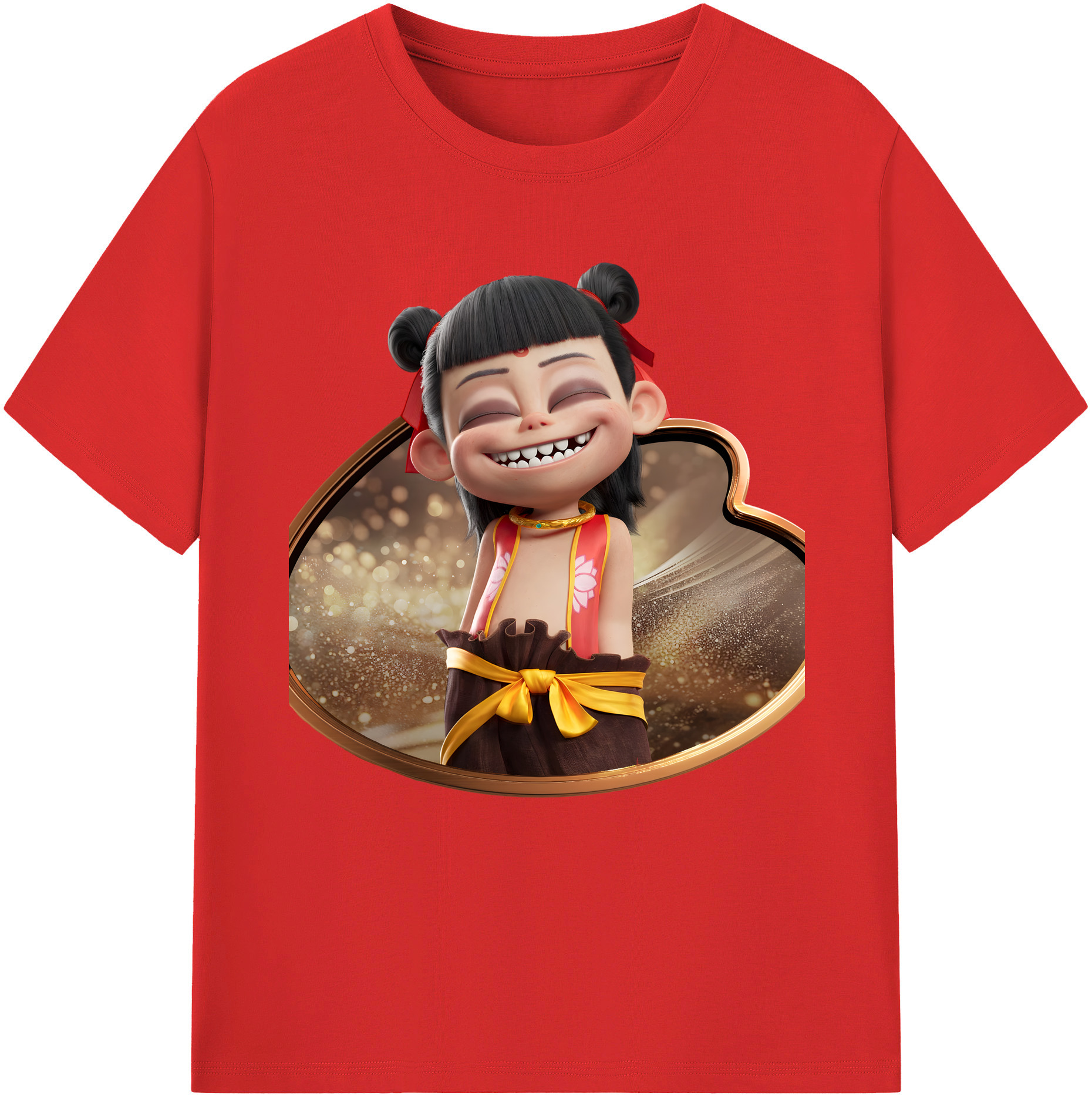 （画像用） Ne Zha 2 ナタ 魔童の大暴れ 綿100％半袖Tシャツ（フロントプリント）