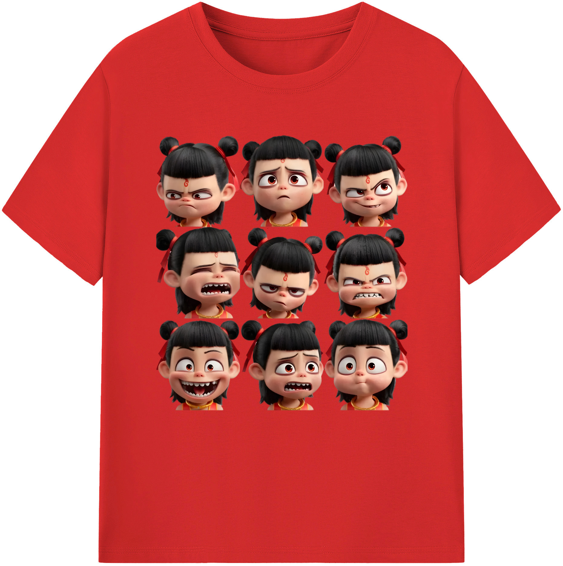 （画像用） Ne Zha 2 ナタ 魔童の大暴れ 綿100％半袖Tシャツ（フロントプリント）