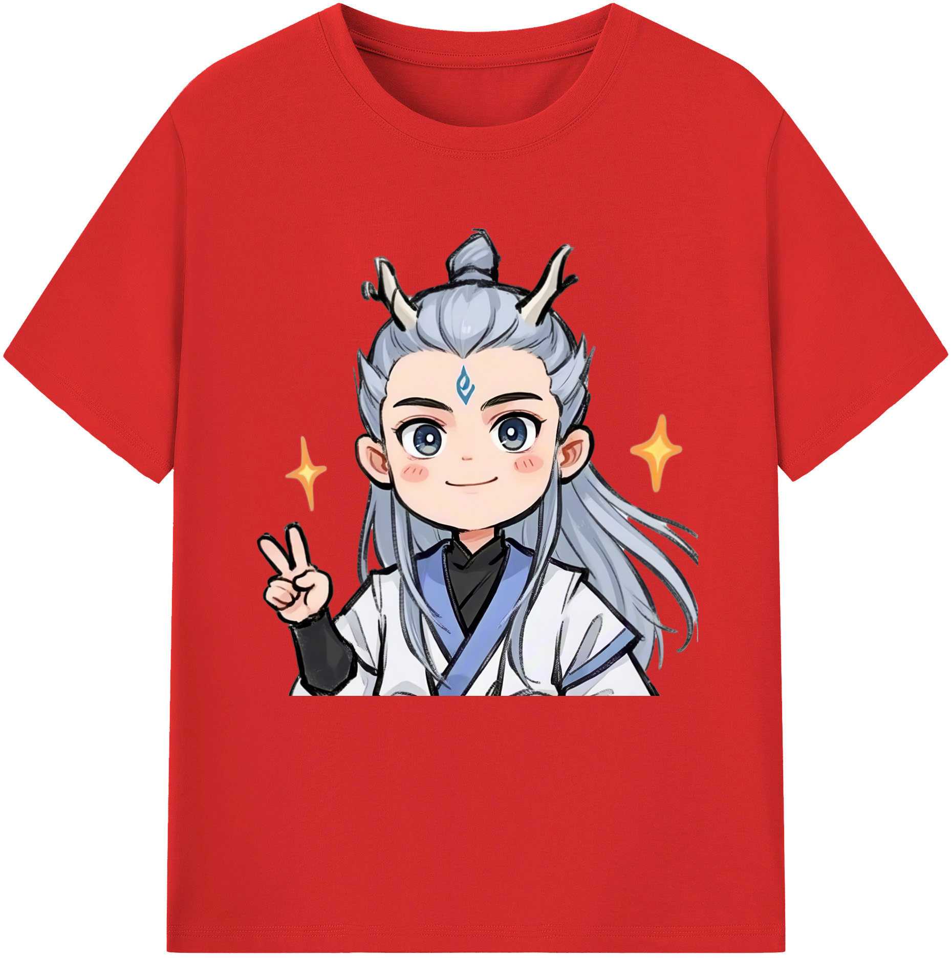 （画像用） Ne Zha 2 ナタ 魔童の大暴れ 綿100％半袖Tシャツ（フロントプリント）