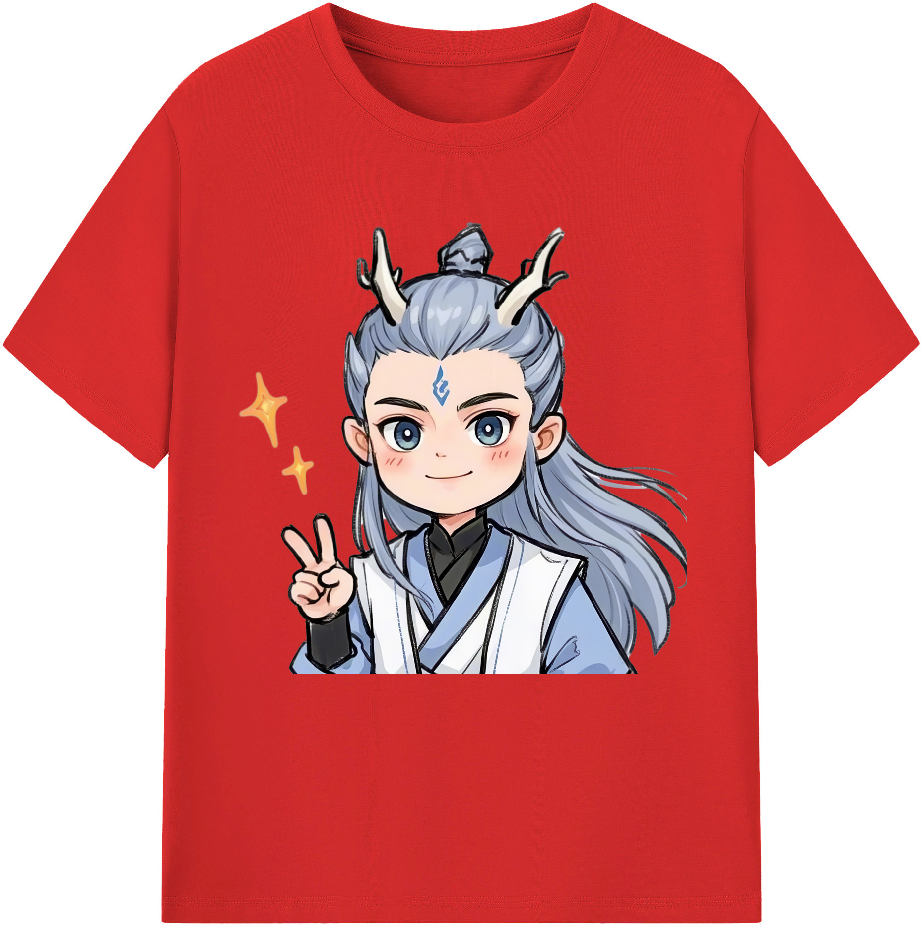 （画像用） Ne Zha 2 ナタ 魔童の大暴れ 綿100％半袖Tシャツ（フロントプリント）
