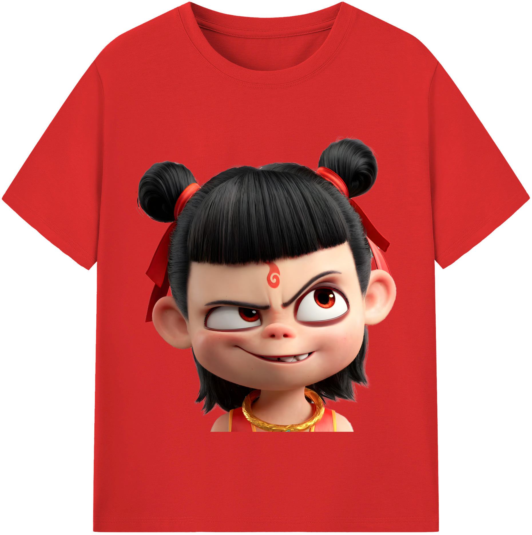 （画像用） Ne Zha 2 ナタ 魔童の大暴れ 綿100％半袖Tシャツ（フロントプリント）