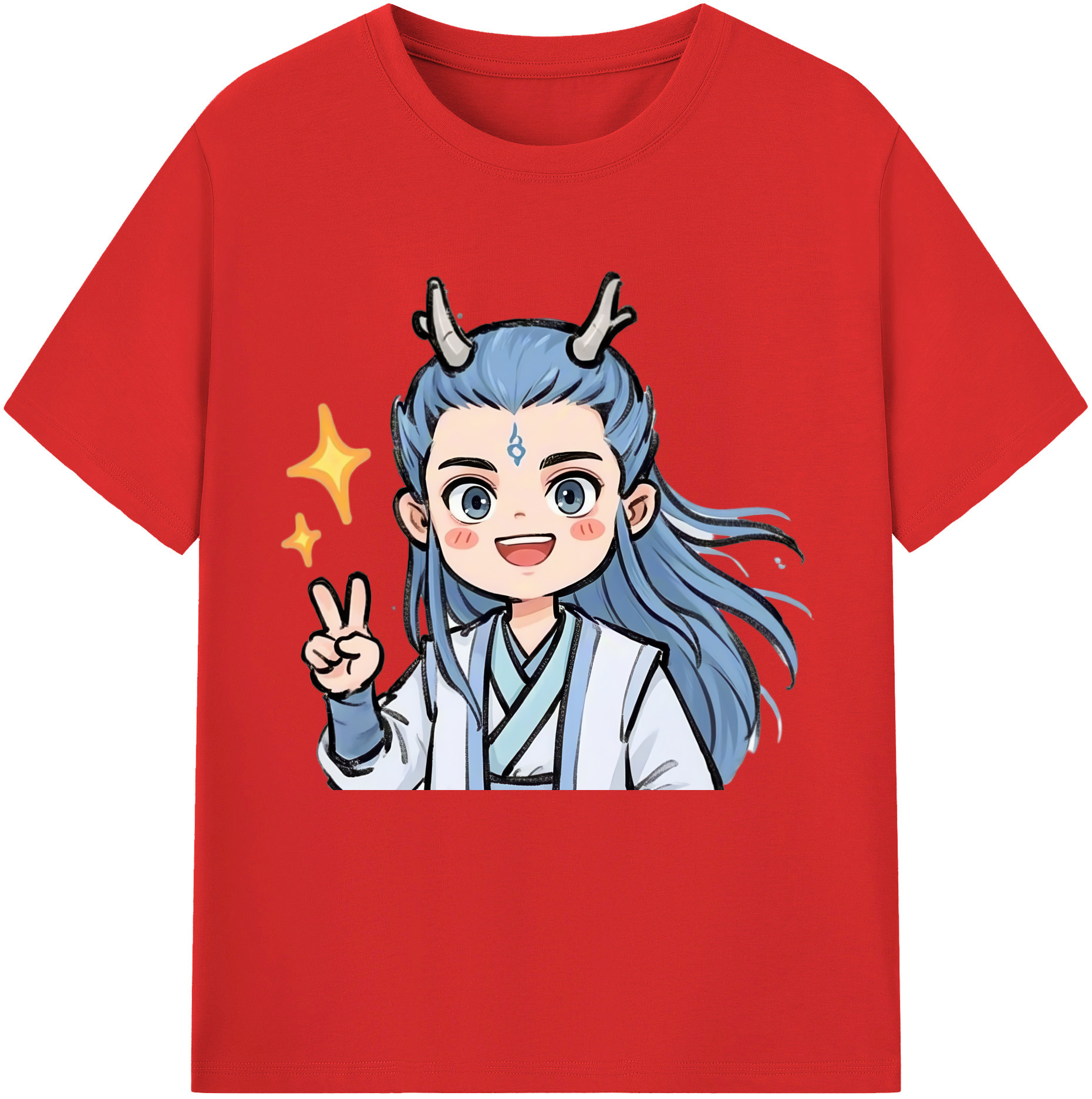 （画像用） Ne Zha 2 ナタ 魔童の大暴れ 綿100％半袖Tシャツ（フロントプリント）