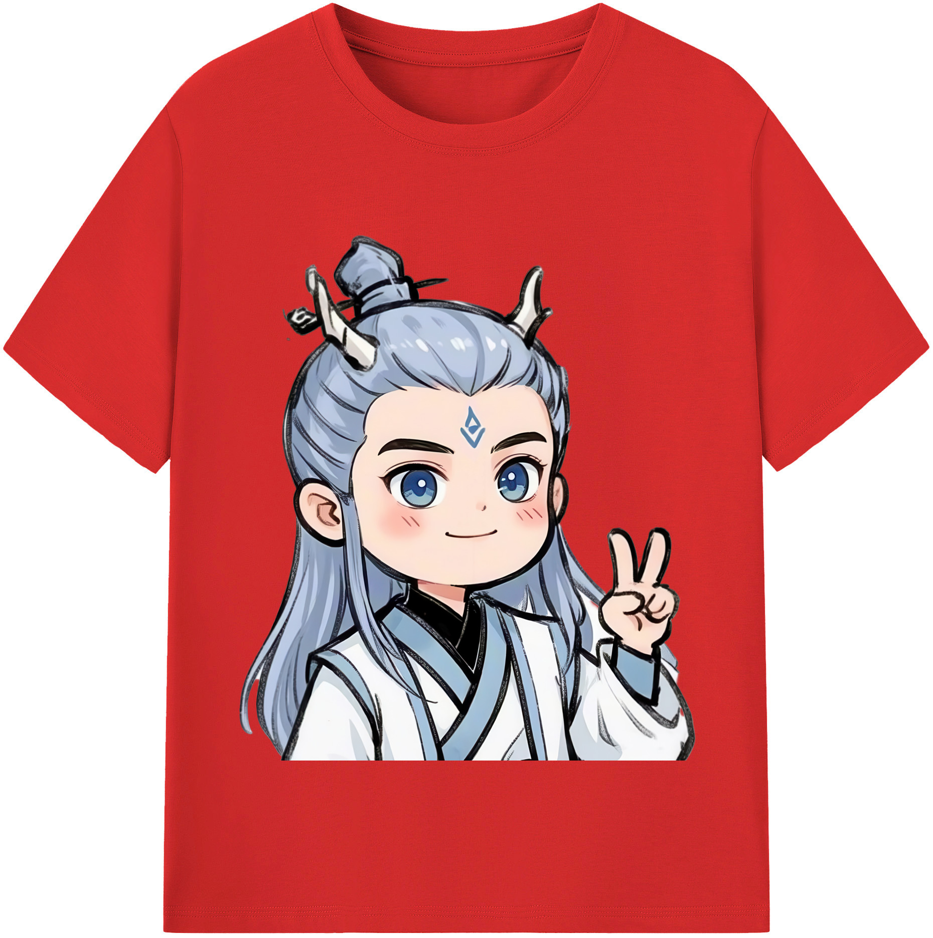 （画像用） Ne Zha 2 ナタ 魔童の大暴れ 綿100％半袖Tシャツ（フロントプリント）