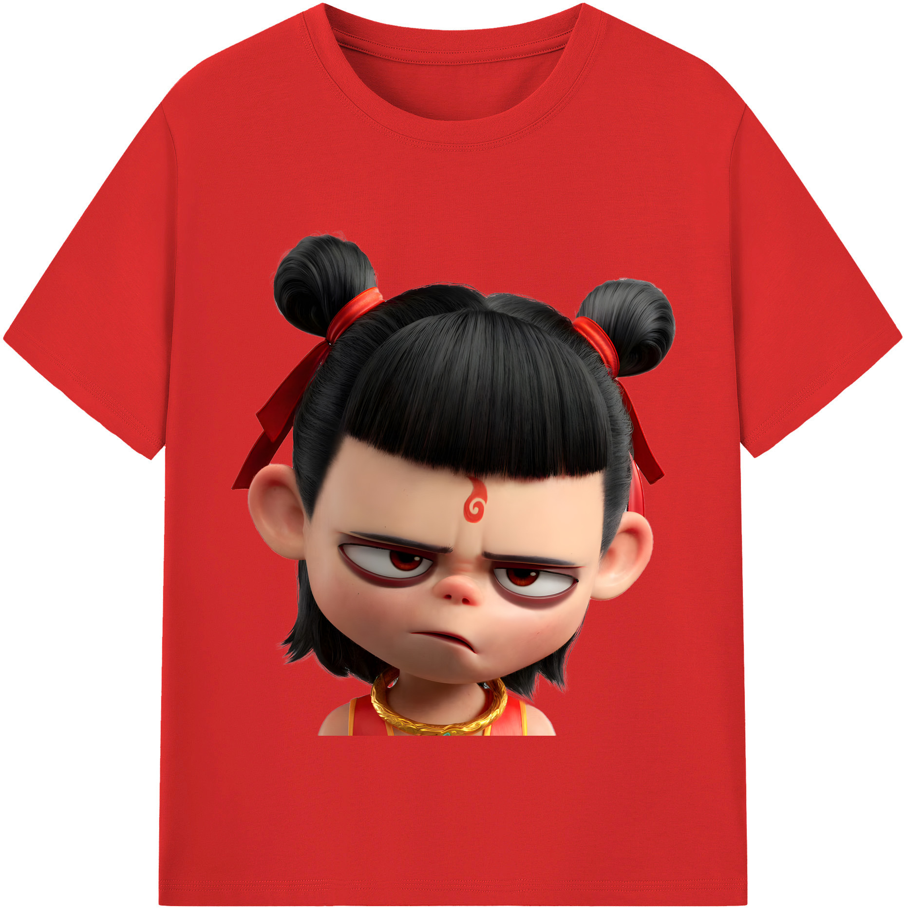 （画像用） Ne Zha 2 ナタ 魔童の大暴れ 綿100％半袖Tシャツ（フロントプリント）