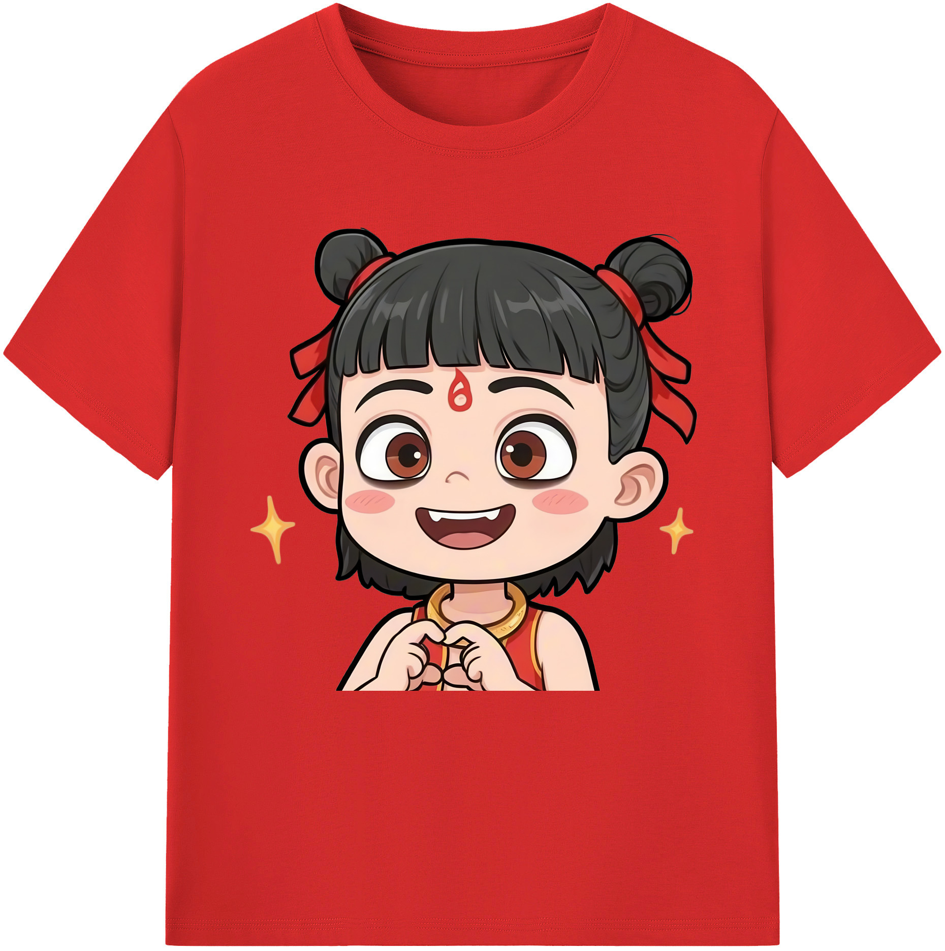 （画像用） Ne Zha 2 ナタ 魔童の大暴れ 綿100％半袖Tシャツ（フロントプリント）