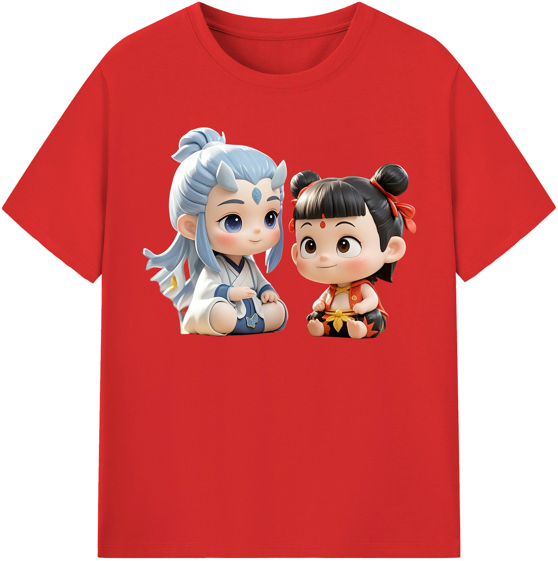 （画像用） Ne Zha 2 ナタ 魔童の大暴れ 綿100％半袖Tシャツ（フロントプリント）