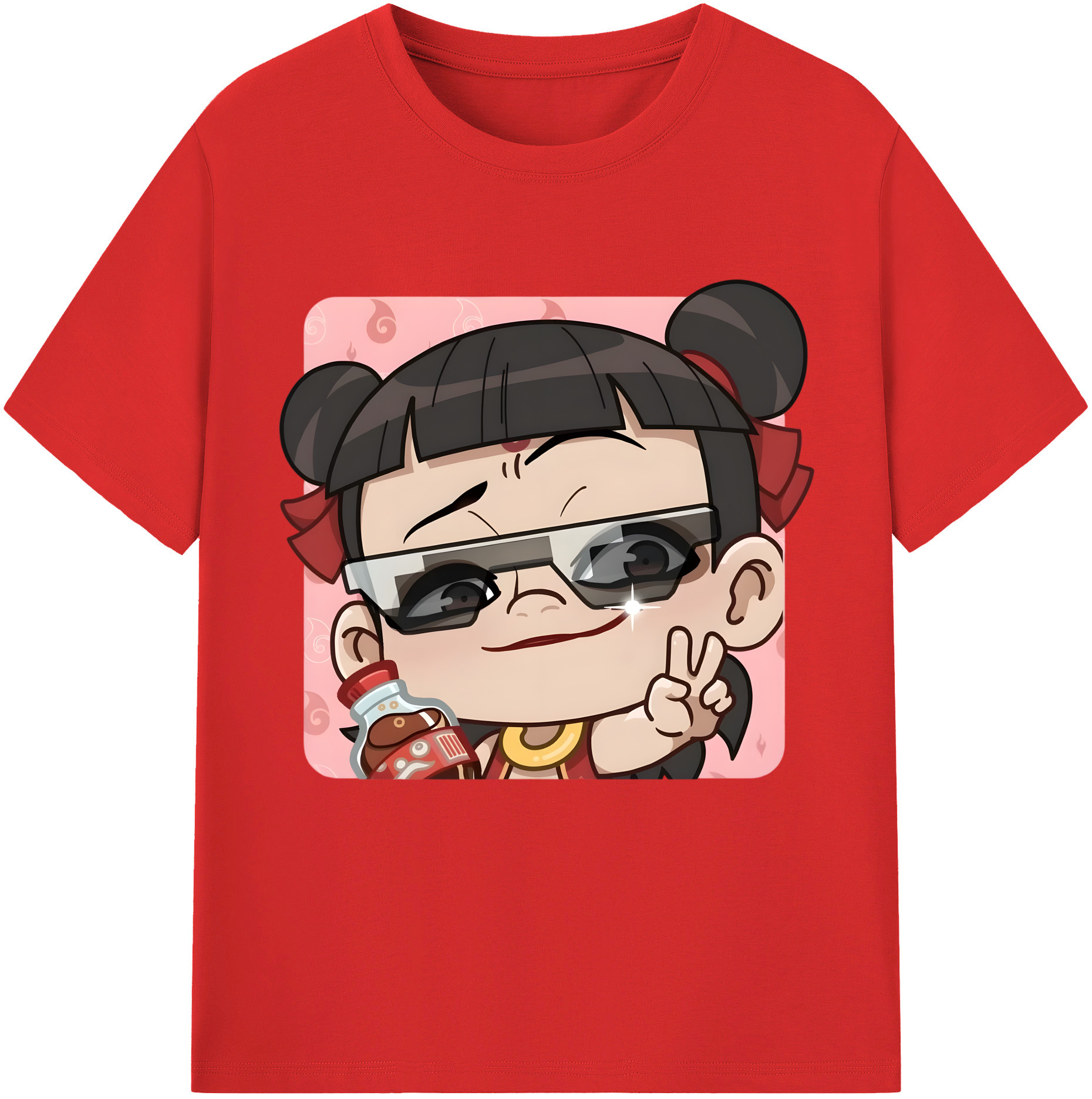 （画像用） Ne Zha 2 ナタ 魔童の大暴れ 綿100％半袖Tシャツ（フロントプリント）