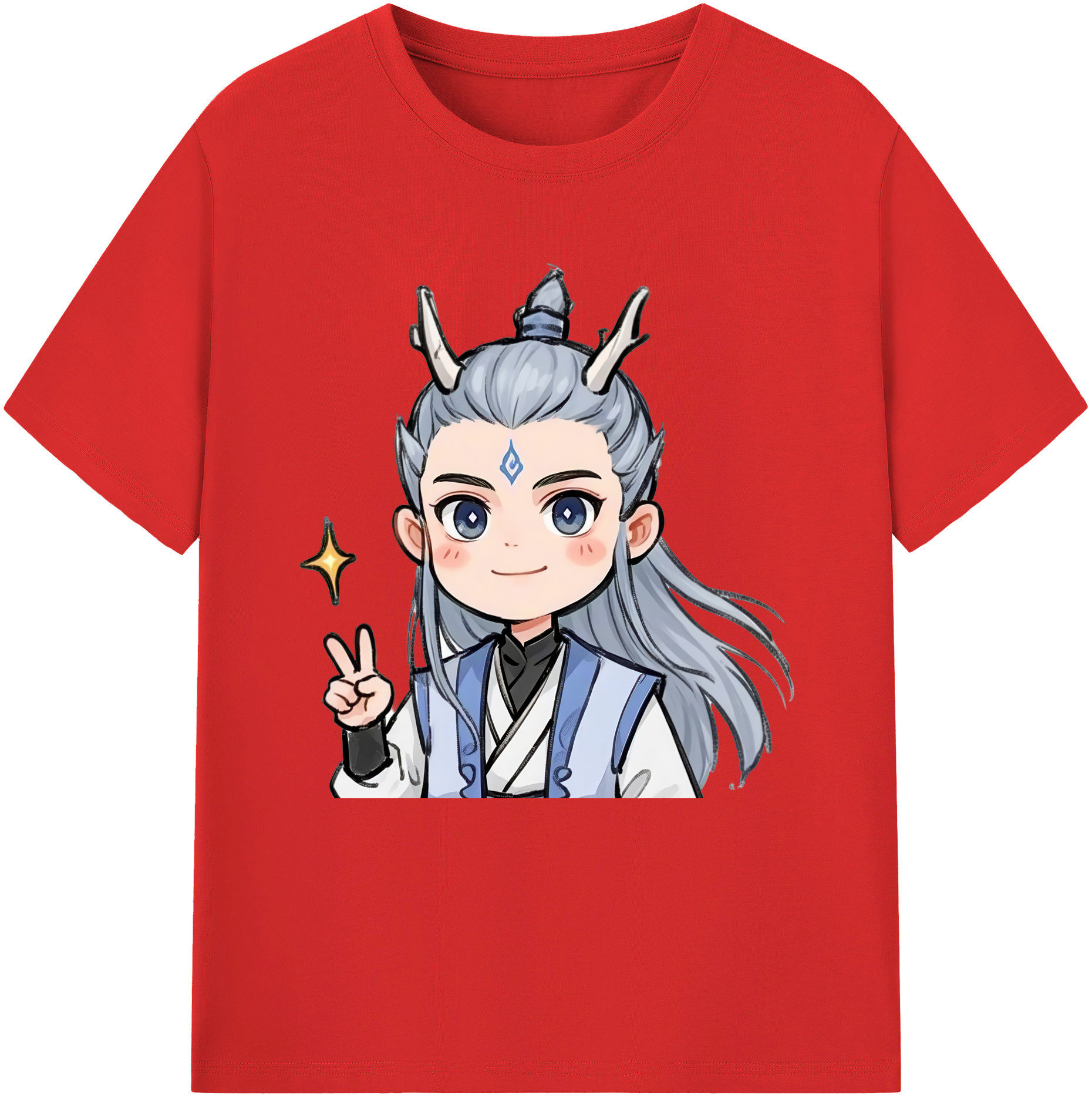 （画像用） Ne Zha 2 ナタ 魔童の大暴れ 綿100％半袖Tシャツ（フロントプリント）