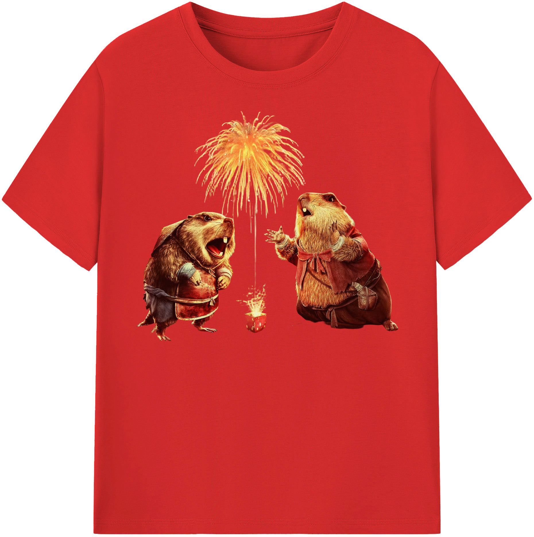 （画像用） Ne Zha 2 ナタ 魔童の大暴れ 綿100％半袖Tシャツ（フロントプリント）