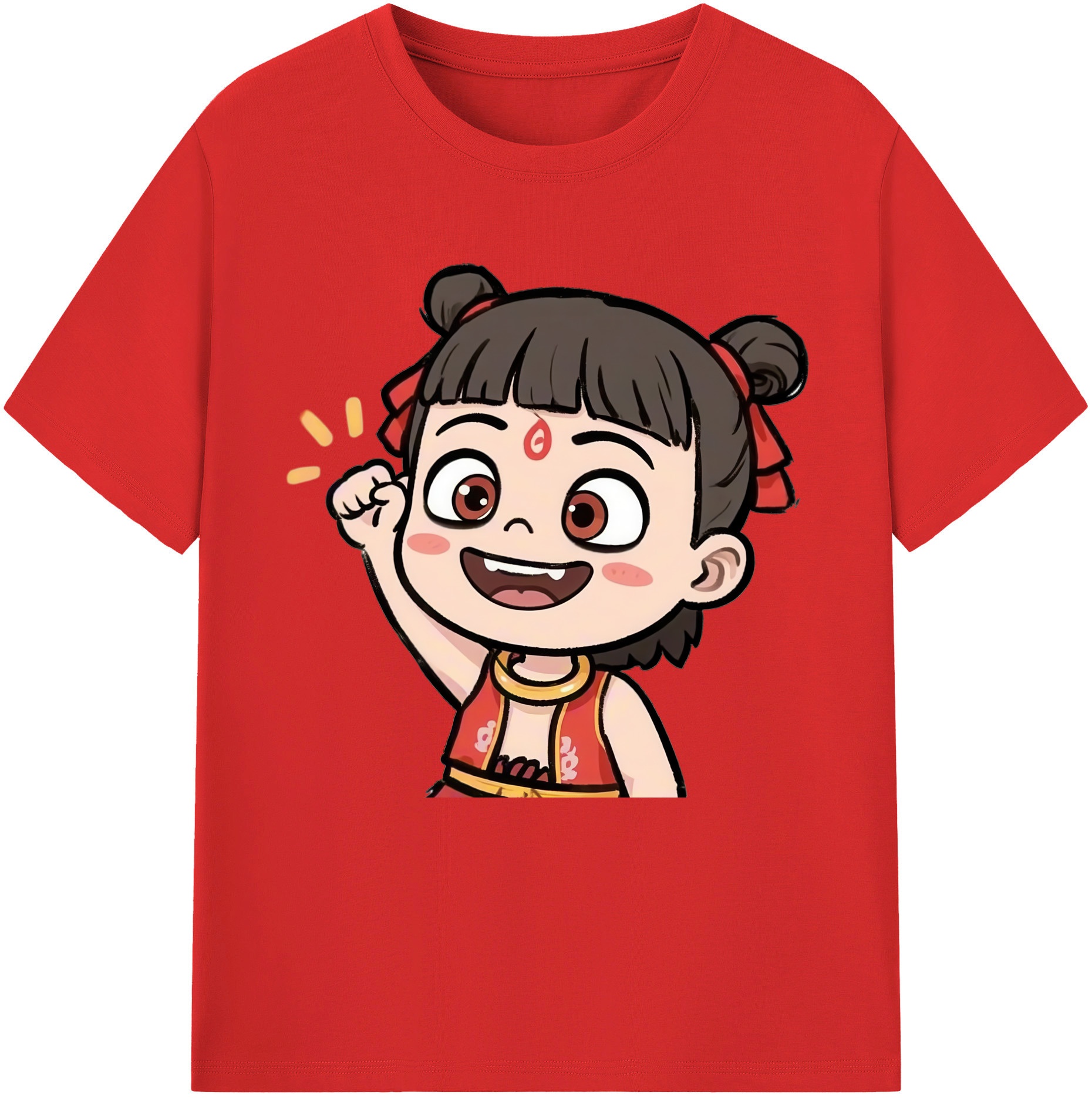 （画像用） Ne Zha 2 ナタ 魔童の大暴れ 綿100％半袖Tシャツ（フロントプリント）