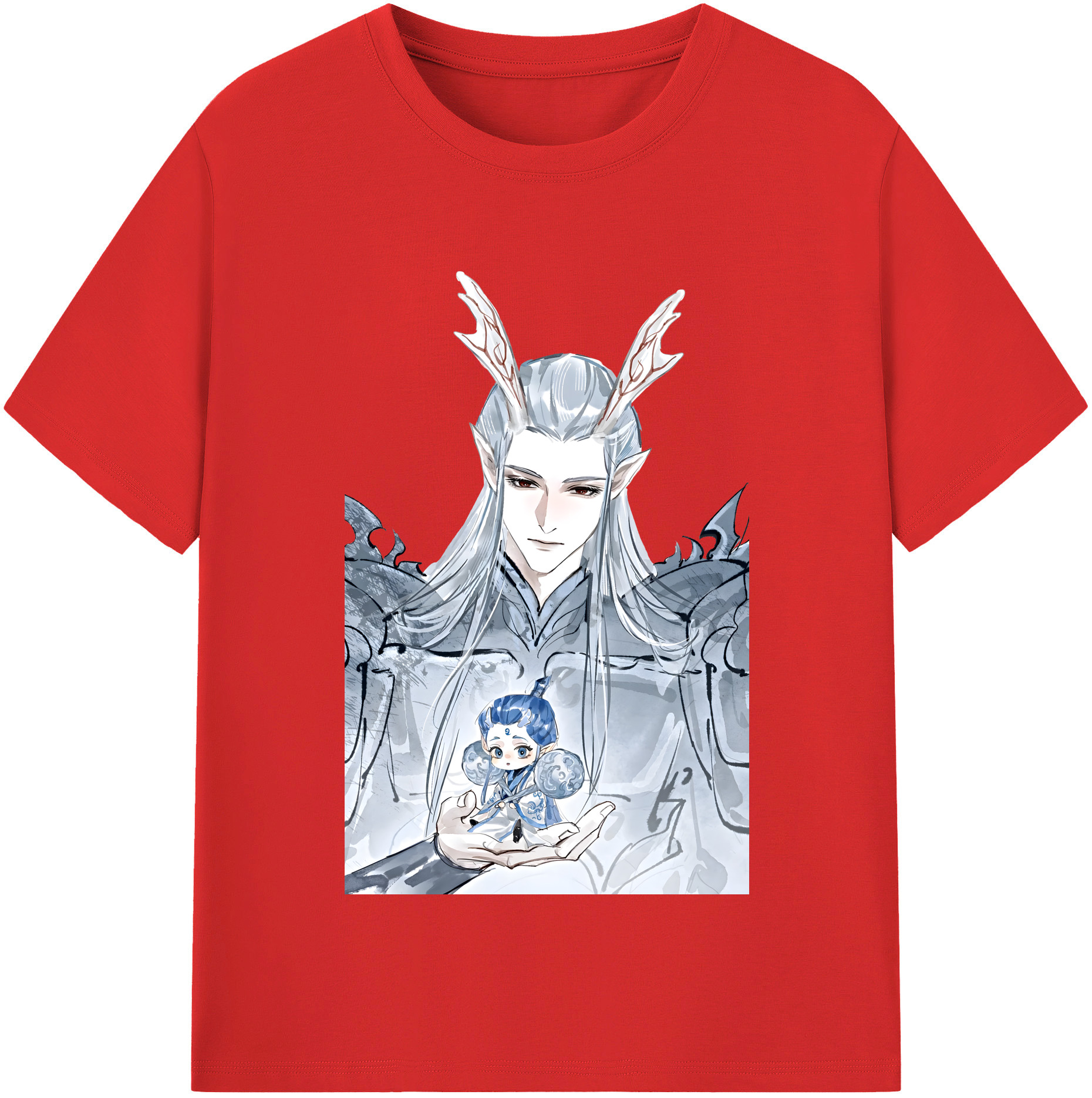 （画像用） Ne Zha 2 ナタ 魔童の大暴れ 綿100％半袖Tシャツ（フロントプリント）