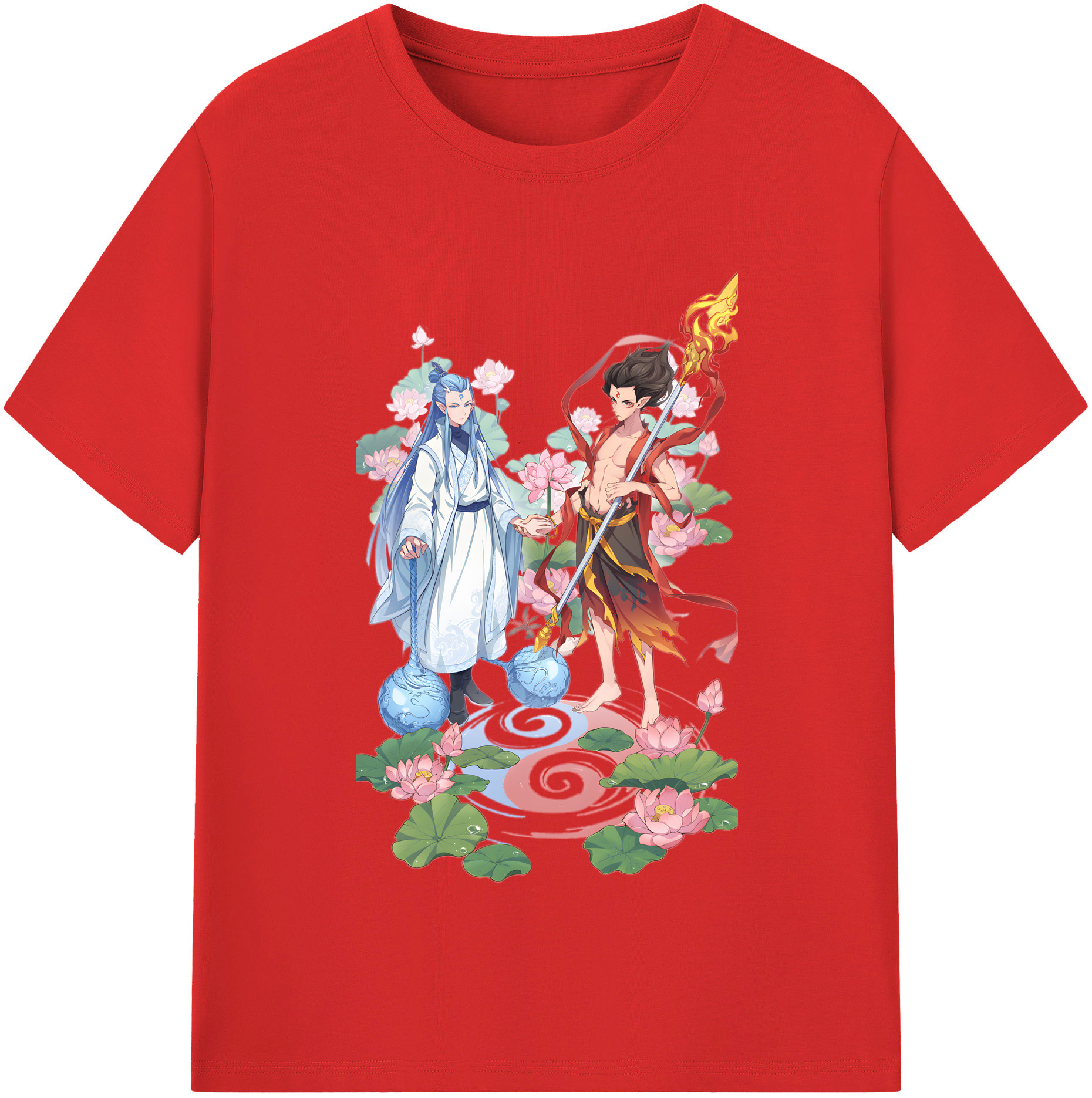 （画像用） Ne Zha 2 ナタ 魔童の大暴れ 綿100％半袖Tシャツ（フロントプリント）