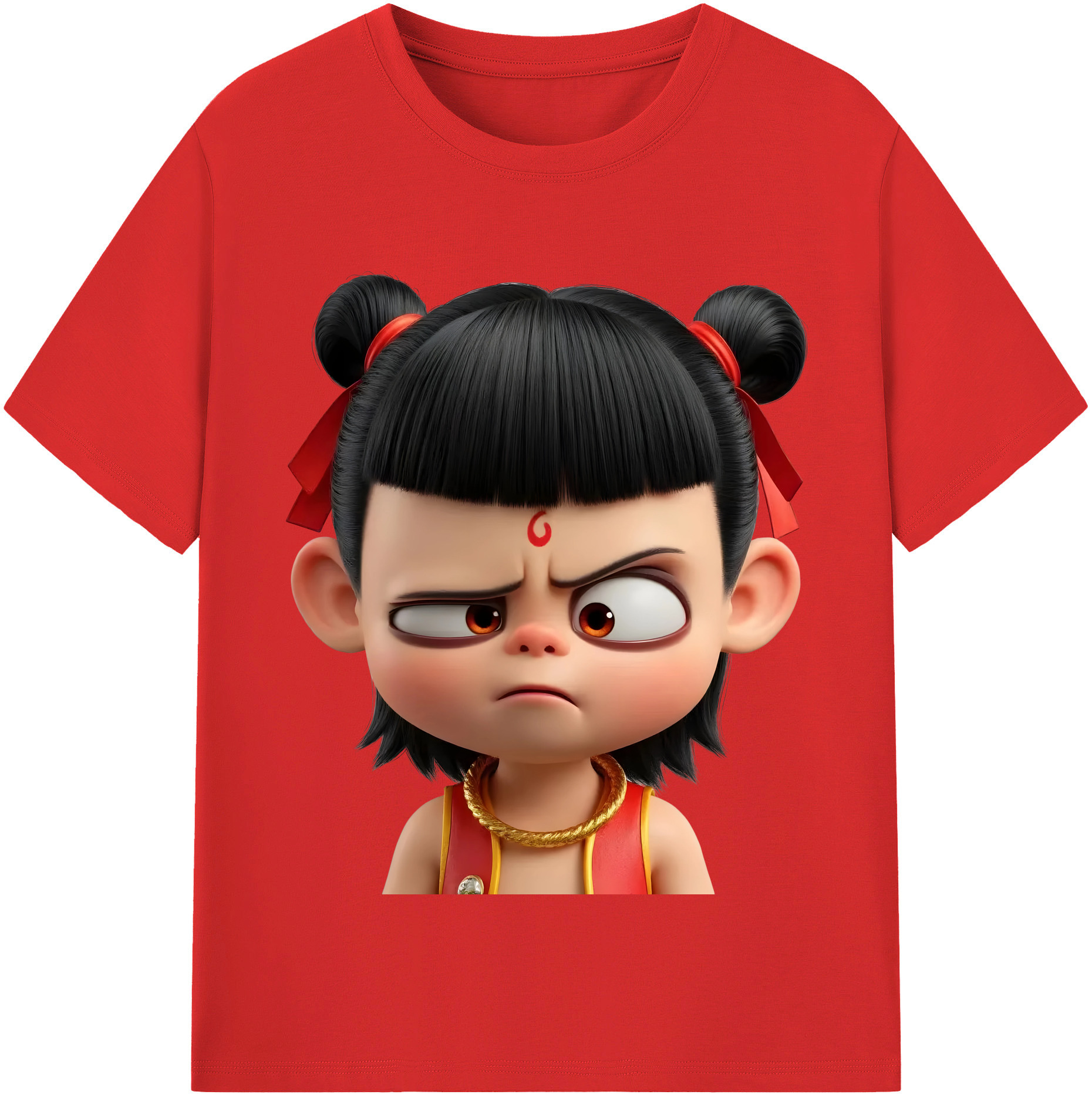 （画像用） Ne Zha 2 ナタ 魔童の大暴れ 綿100％半袖Tシャツ（フロントプリント）