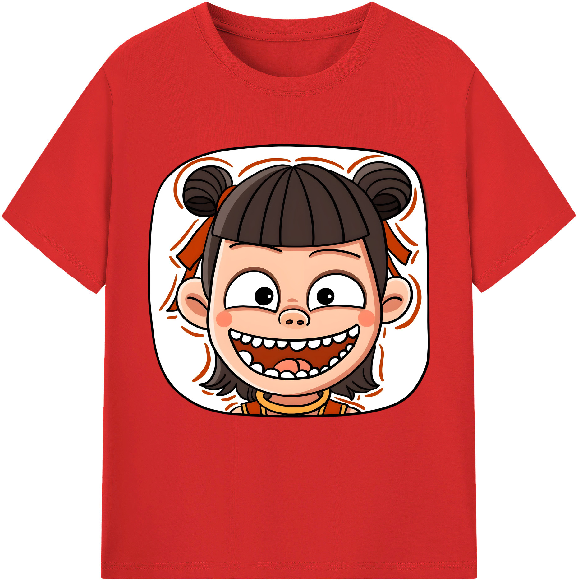 （画像用） Ne Zha 2 ナタ 魔童の大暴れ 綿100％半袖Tシャツ（フロントプリント）