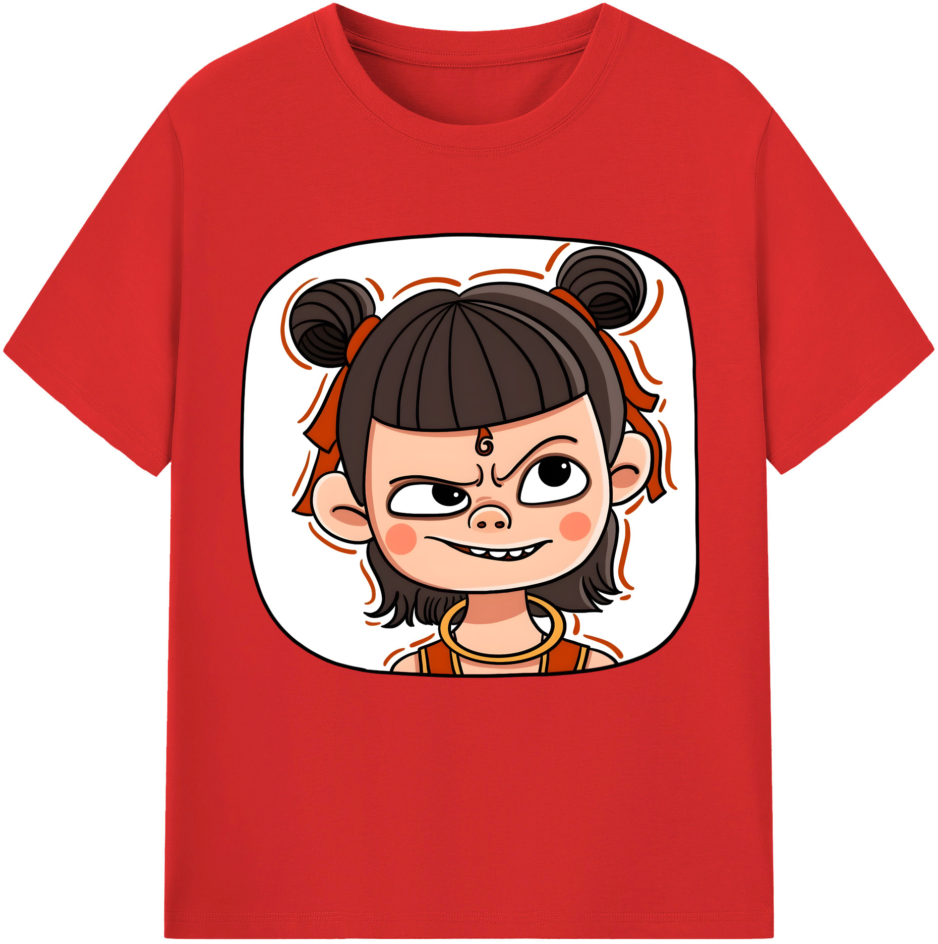 （画像用） Ne Zha 2 ナタ 魔童の大暴れ 綿100％半袖Tシャツ（フロントプリント）
