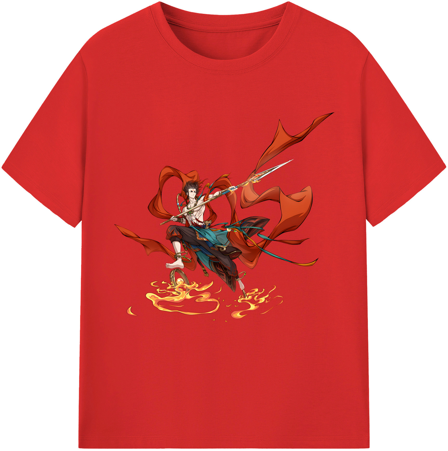 （画像用） Ne Zha 2 ナタ 魔童の大暴れ 綿100％半袖Tシャツ（フロントプリント）