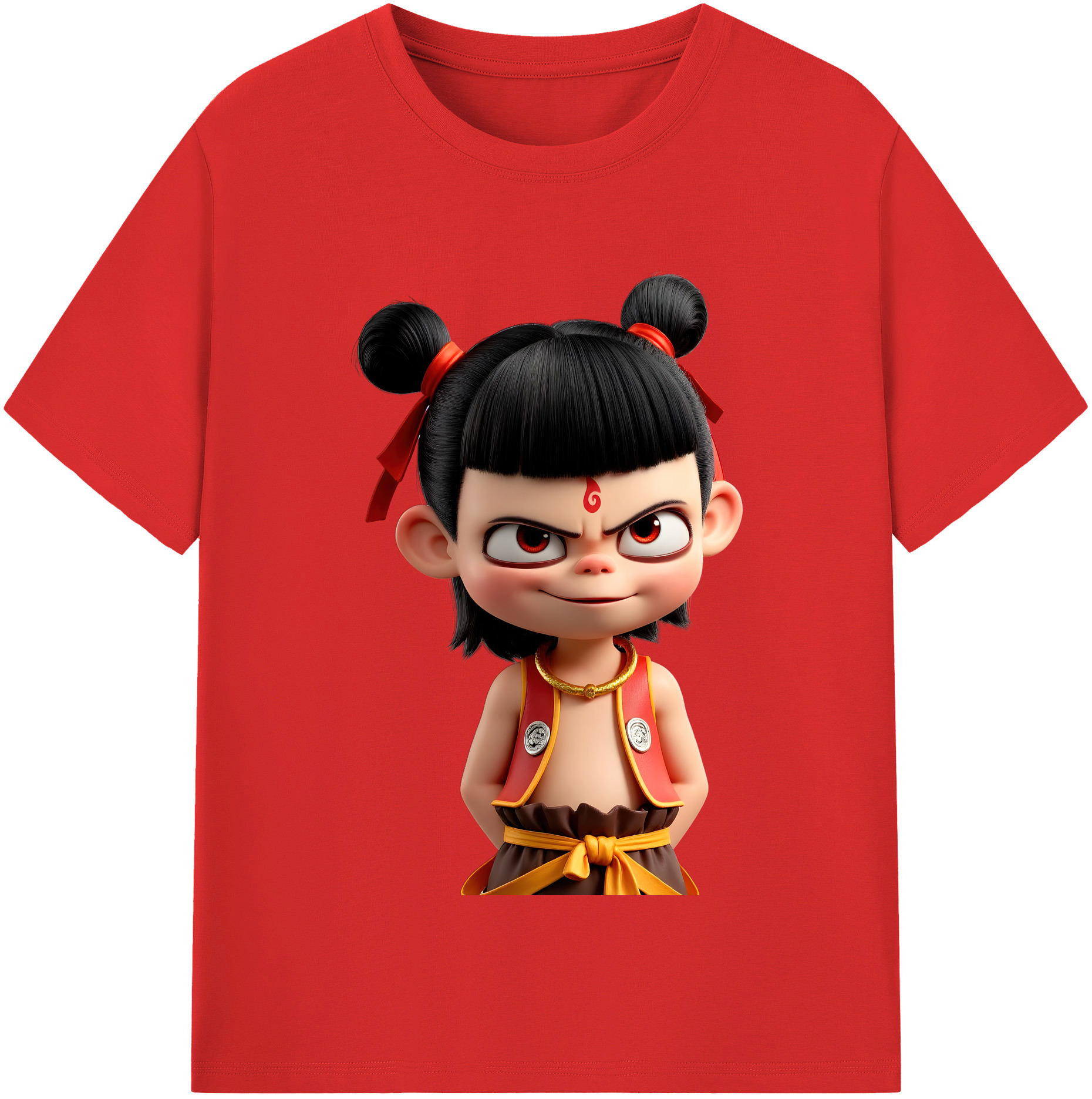 （画像用） Ne Zha 2 ナタ 魔童の大暴れ 綿100％半袖Tシャツ（フロントプリント）