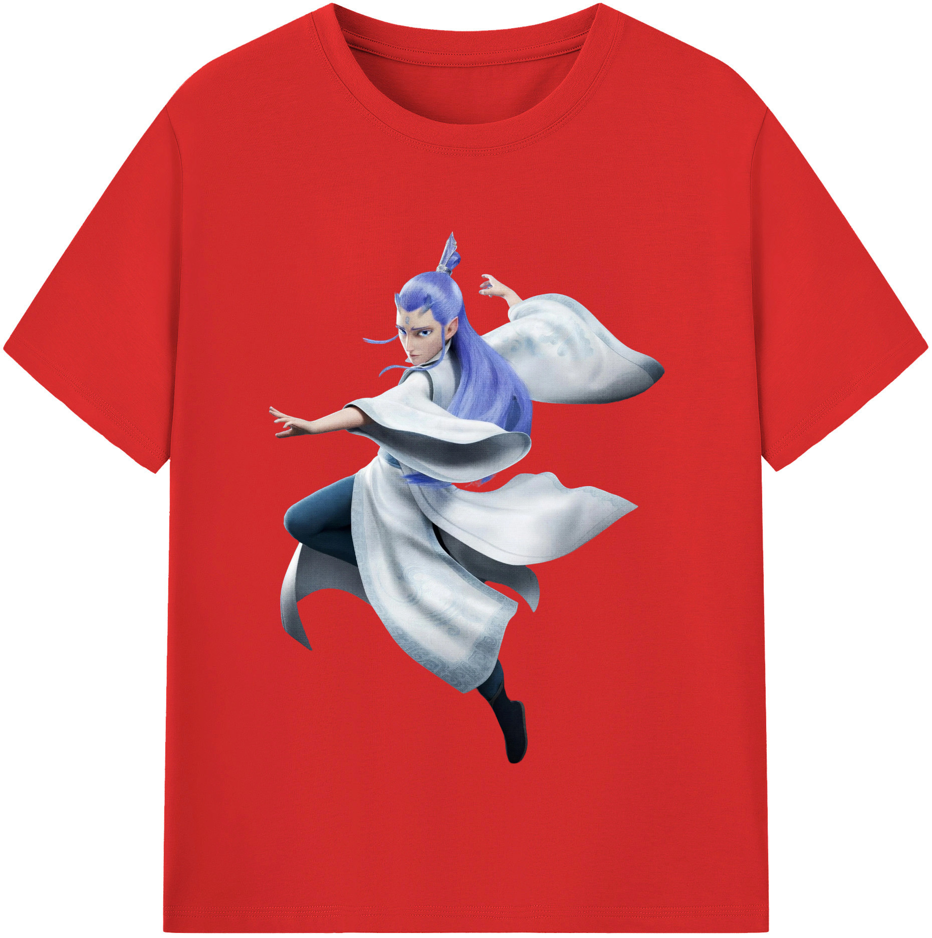 （画像用） Ne Zha 2 ナタ 魔童の大暴れ 綿100％半袖Tシャツ（フロントプリント）