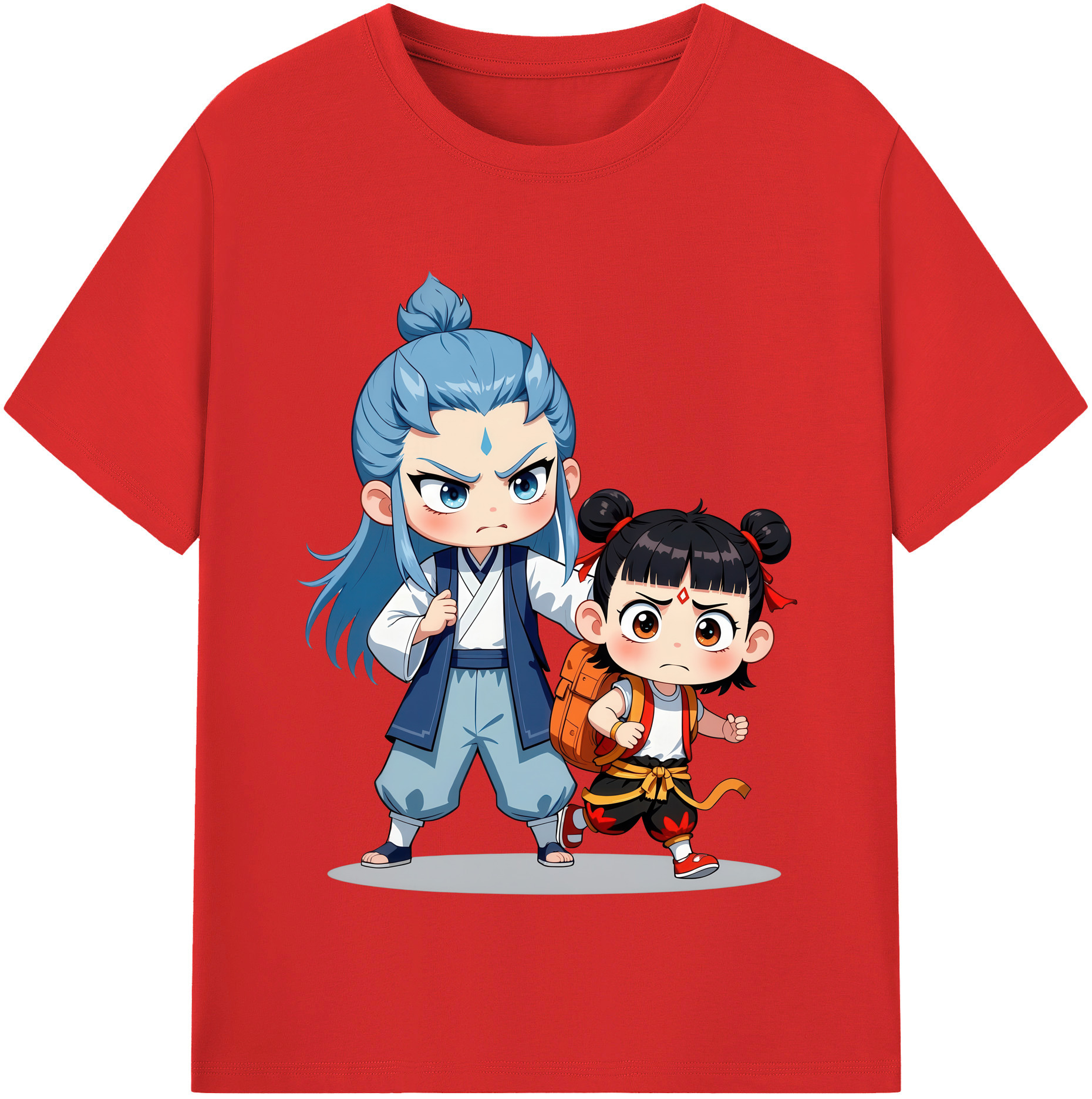 （画像用） Ne Zha 2 ナタ 魔童の大暴れ 綿100％半袖Tシャツ（フロントプリント）