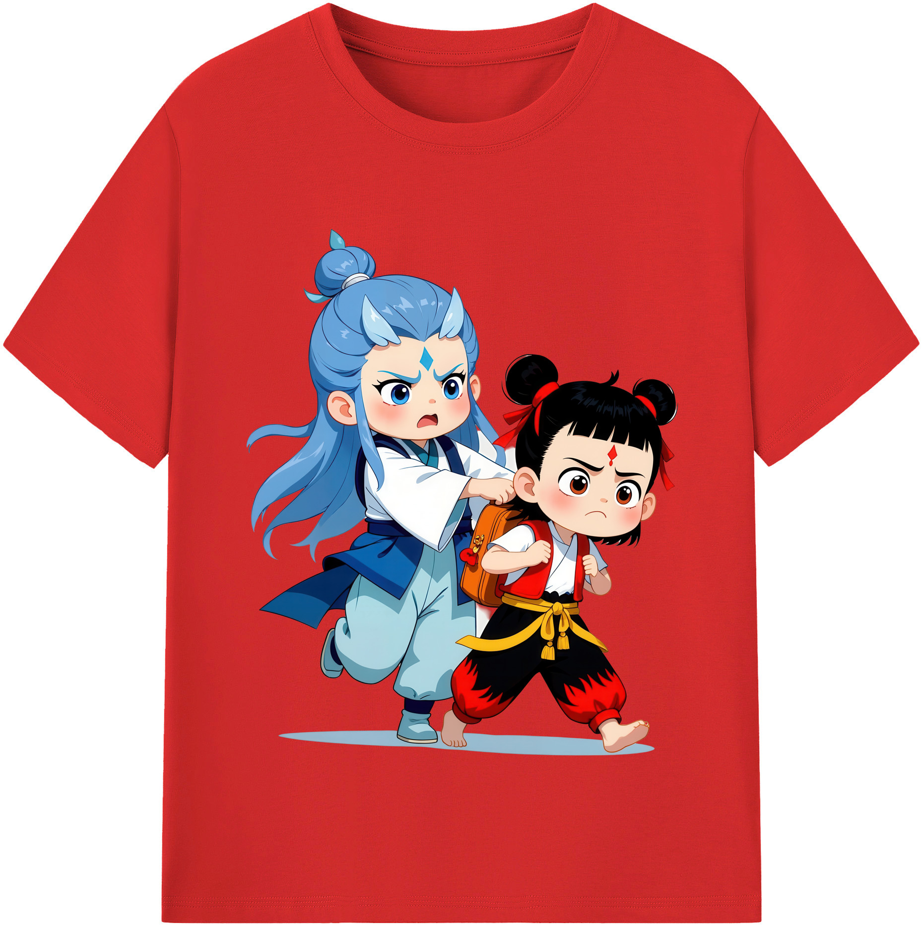（画像用） Ne Zha 2 ナタ 魔童の大暴れ 綿100％半袖Tシャツ（フロントプリント）