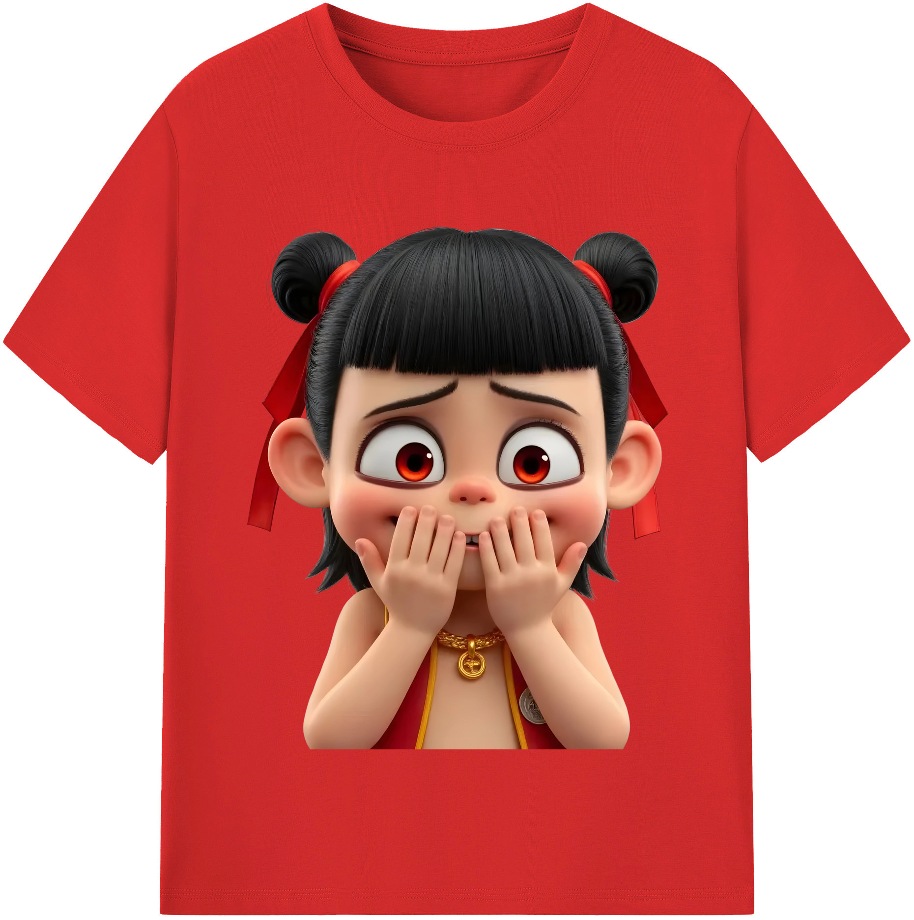 （画像用） Ne Zha 2 ナタ 魔童の大暴れ 綿100％半袖Tシャツ（フロントプリント）