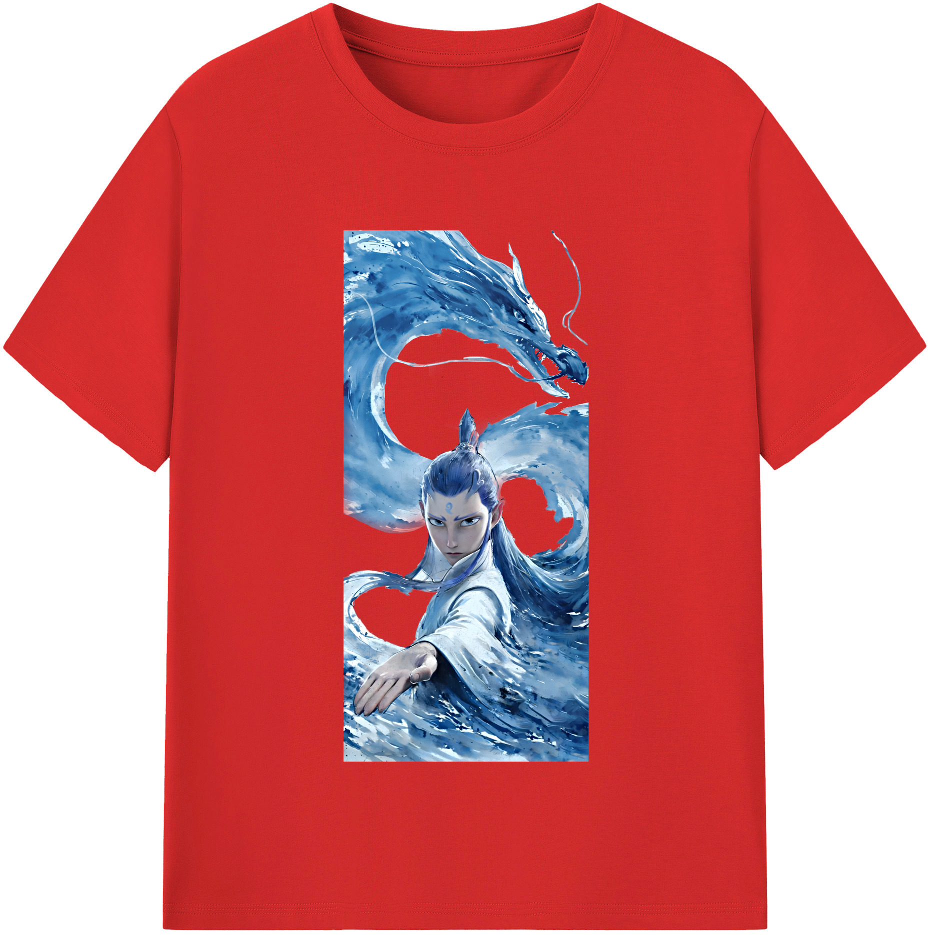 （画像用） Ne Zha 2 ナタ 魔童の大暴れ 綿100％半袖Tシャツ（フロントプリント）