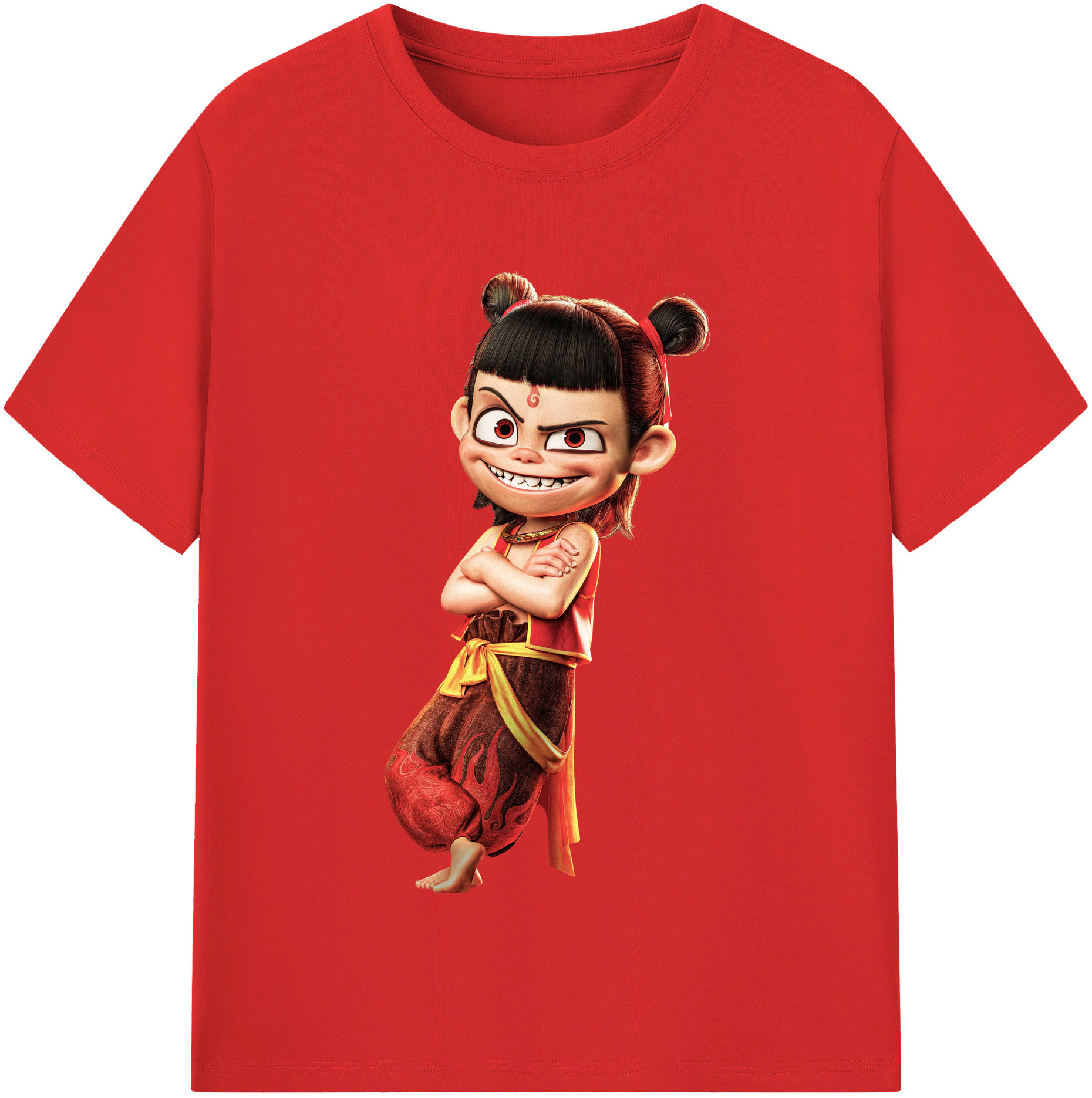 （画像用） Ne Zha 2 ナタ 魔童の大暴れ 綿100％半袖Tシャツ（フロントプリント）