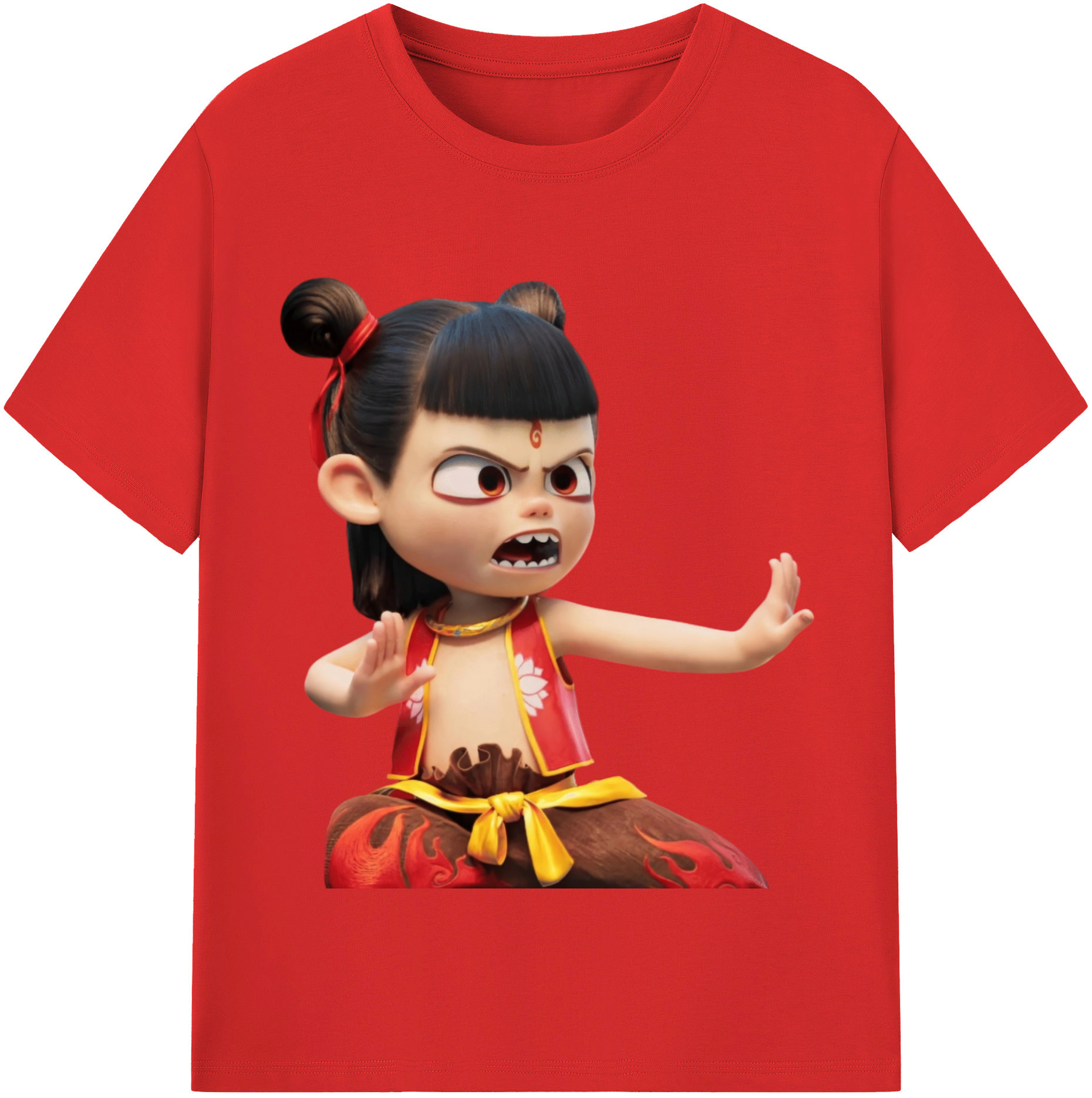 （画像用） Ne Zha 2 ナタ 魔童の大暴れ 綿100％半袖Tシャツ（フロントプリント）