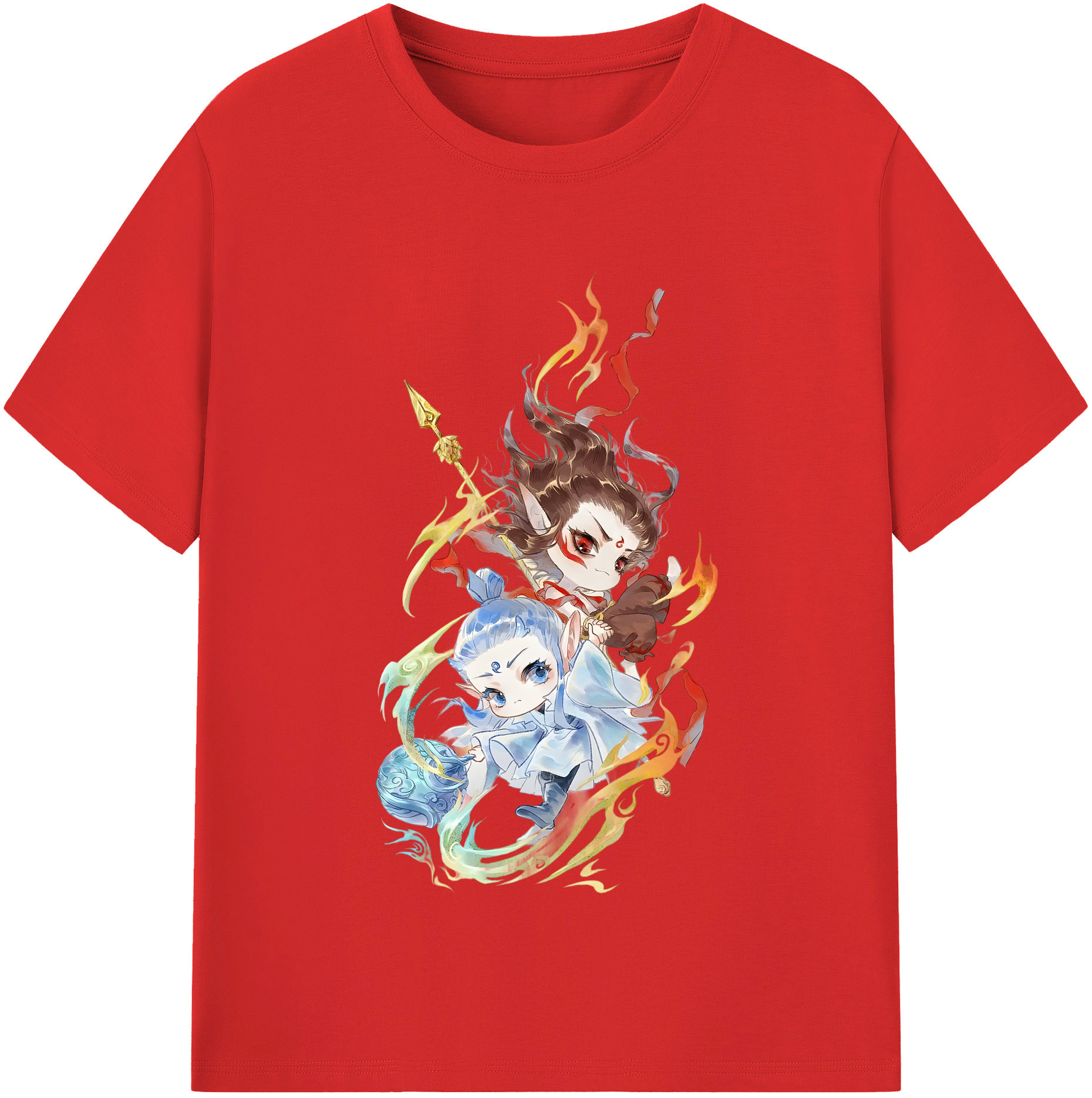 （画像用） Ne Zha 2 ナタ 魔童の大暴れ 綿100％半袖Tシャツ（フロントプリント）