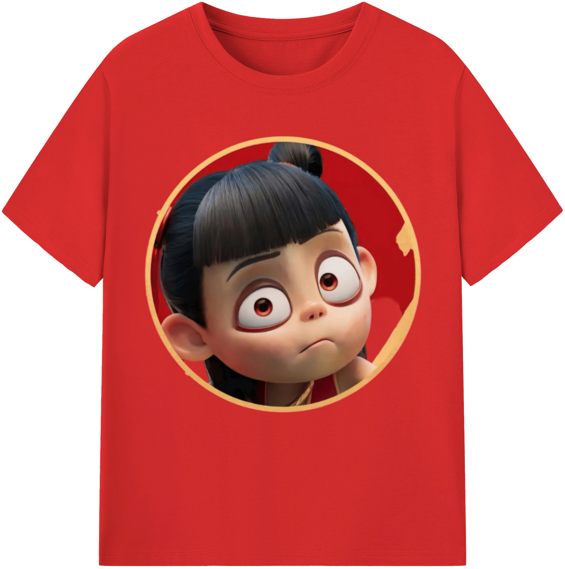 （画像用） Ne Zha 2 ナタ 魔童の大暴れ 綿100％半袖Tシャツ（フロントプリント）