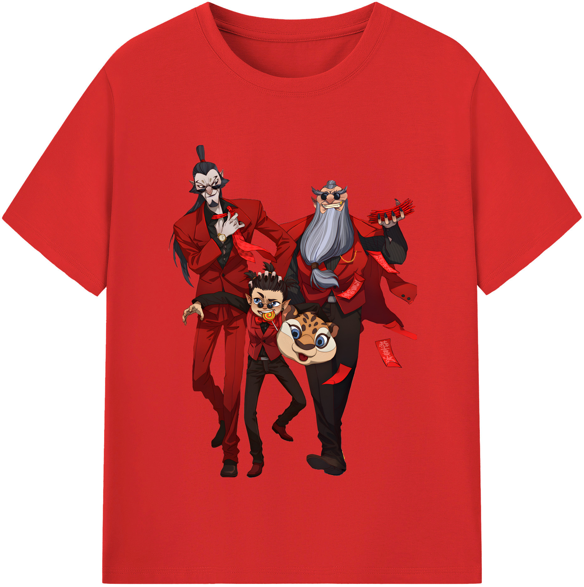 （画像用） Ne Zha 2 ナタ 魔童の大暴れ 綿100％半袖Tシャツ（フロントプリント）