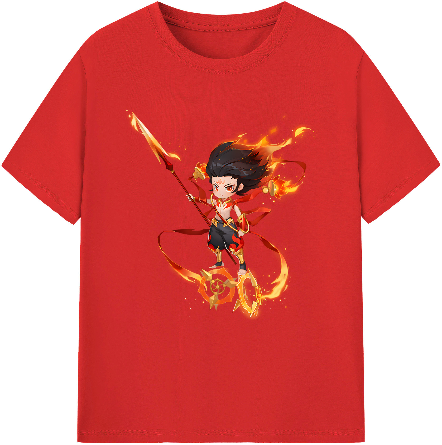 （画像用） Ne Zha 2 ナタ 魔童の大暴れ 綿100％半袖Tシャツ（フロントプリント）
