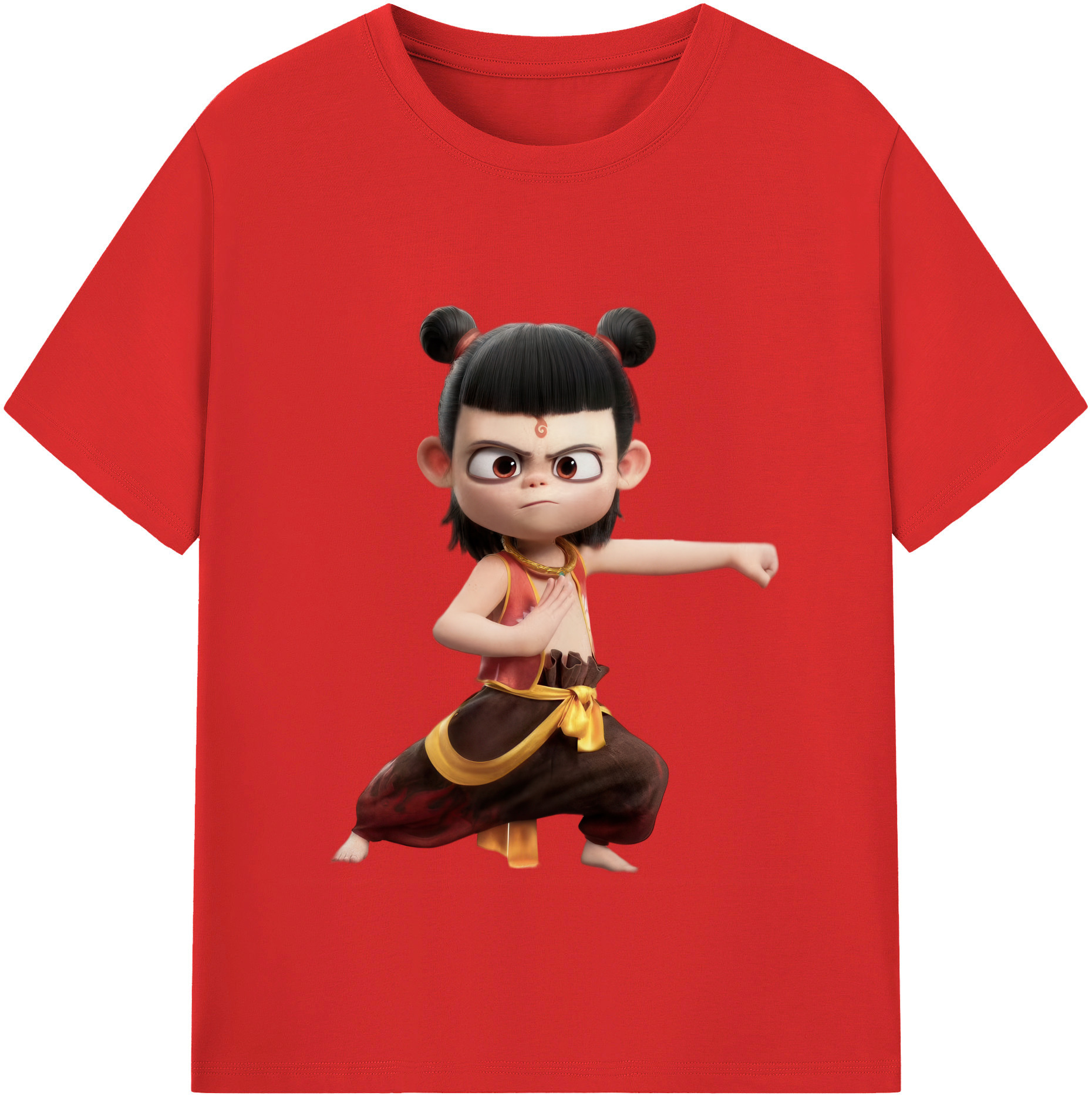 （画像用） Ne Zha 2 ナタ 魔童の大暴れ 綿100％半袖Tシャツ（フロントプリント）
