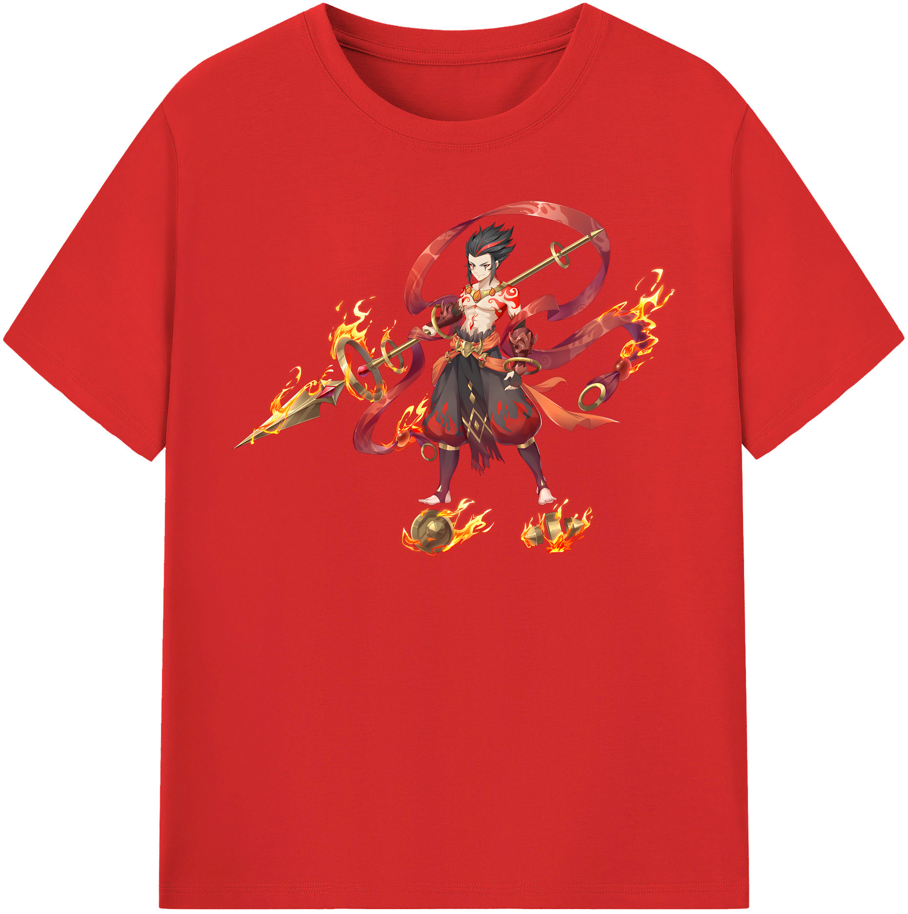 （画像用） Ne Zha 2 ナタ 魔童の大暴れ 綿100％半袖Tシャツ（フロントプリント）