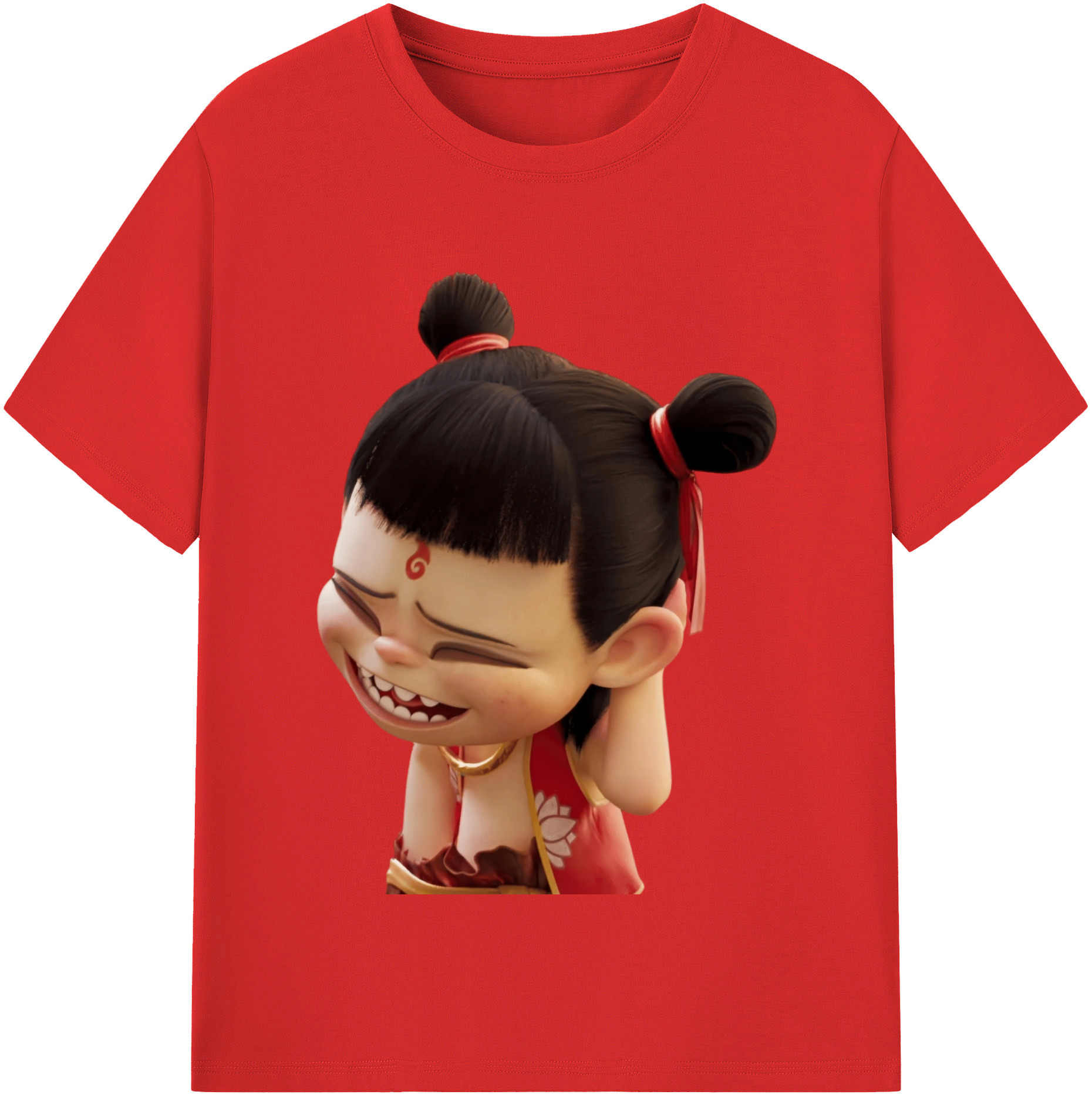 （画像用） Ne Zha 2 ナタ 魔童の大暴れ 綿100％半袖Tシャツ（フロントプリント）