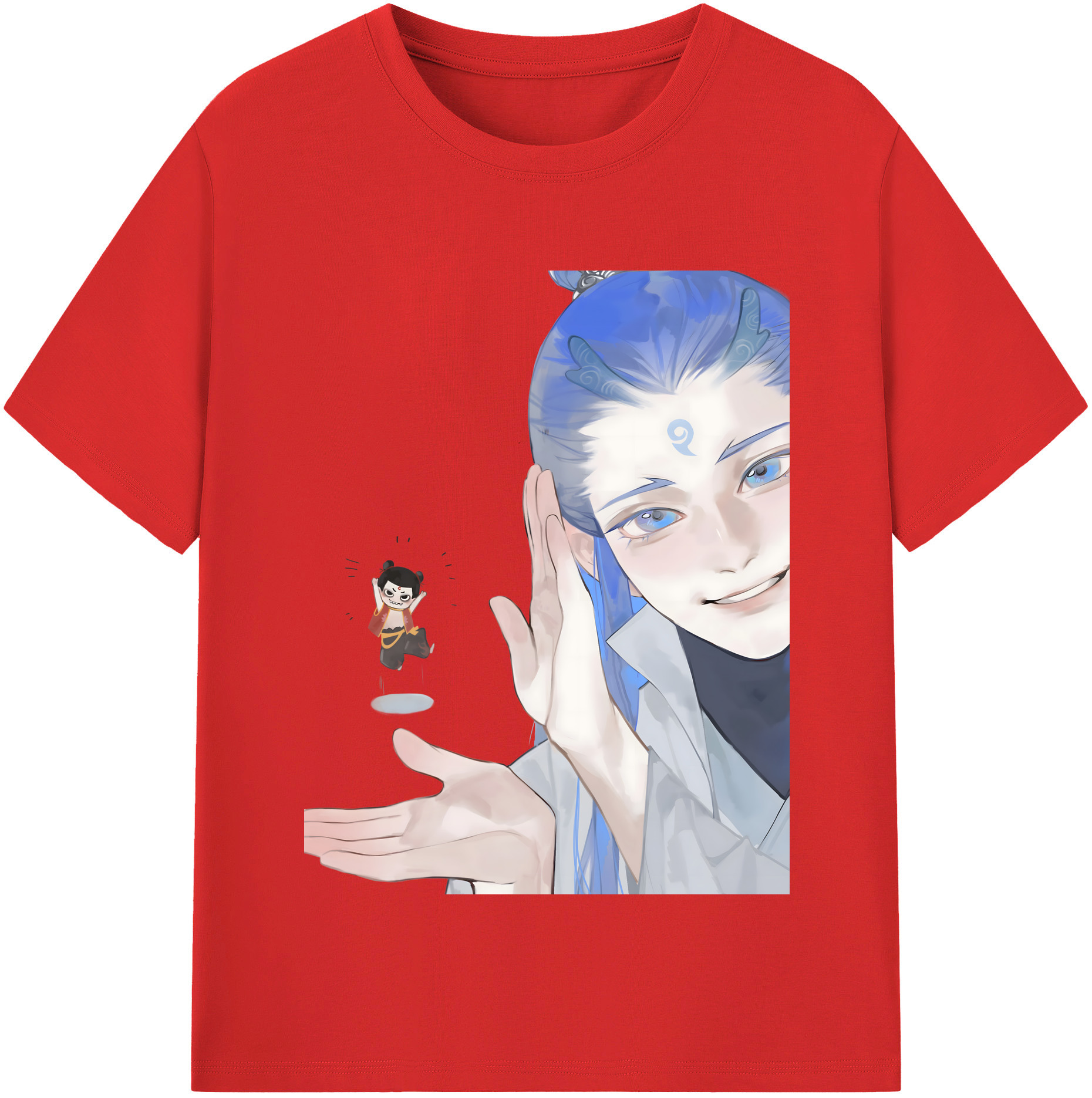 （画像用） Ne Zha 2 ナタ 魔童の大暴れ 綿100％半袖Tシャツ（フロントプリント）
