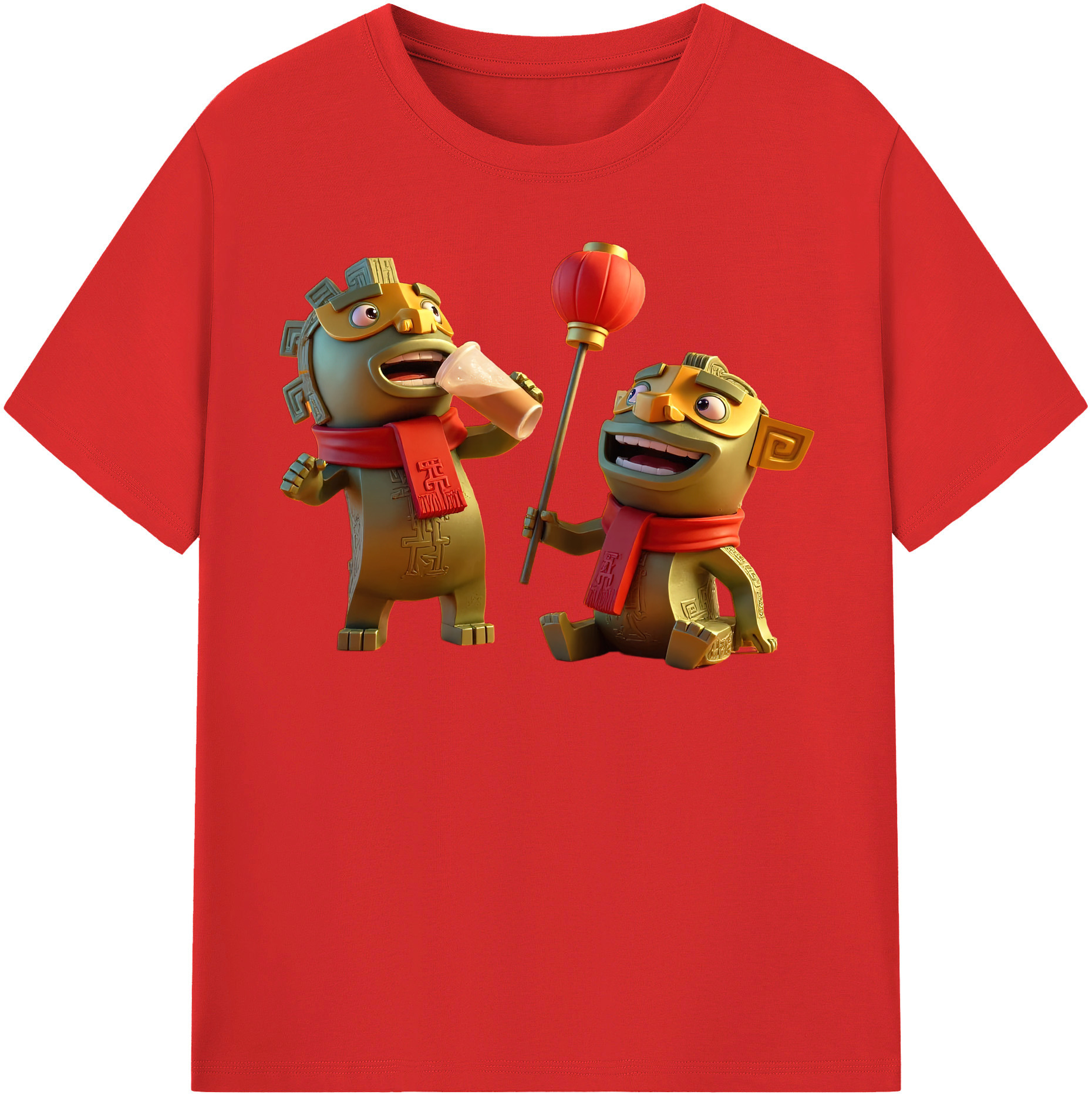 （画像用） Ne Zha 2 ナタ 魔童の大暴れ 綿100％半袖Tシャツ（フロントプリント）