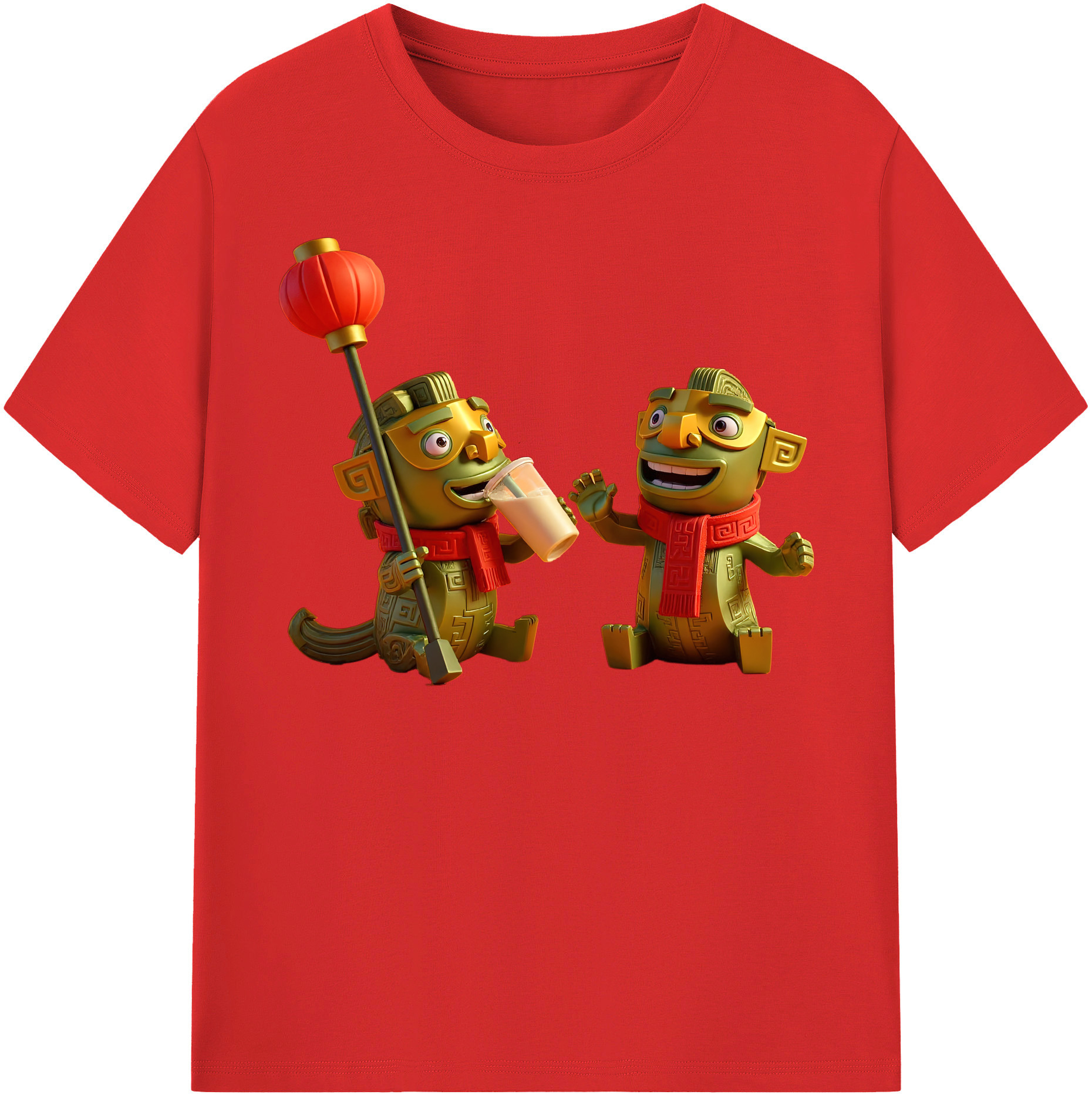 （画像用） Ne Zha 2 ナタ 魔童の大暴れ 綿100％半袖Tシャツ（フロントプリント）