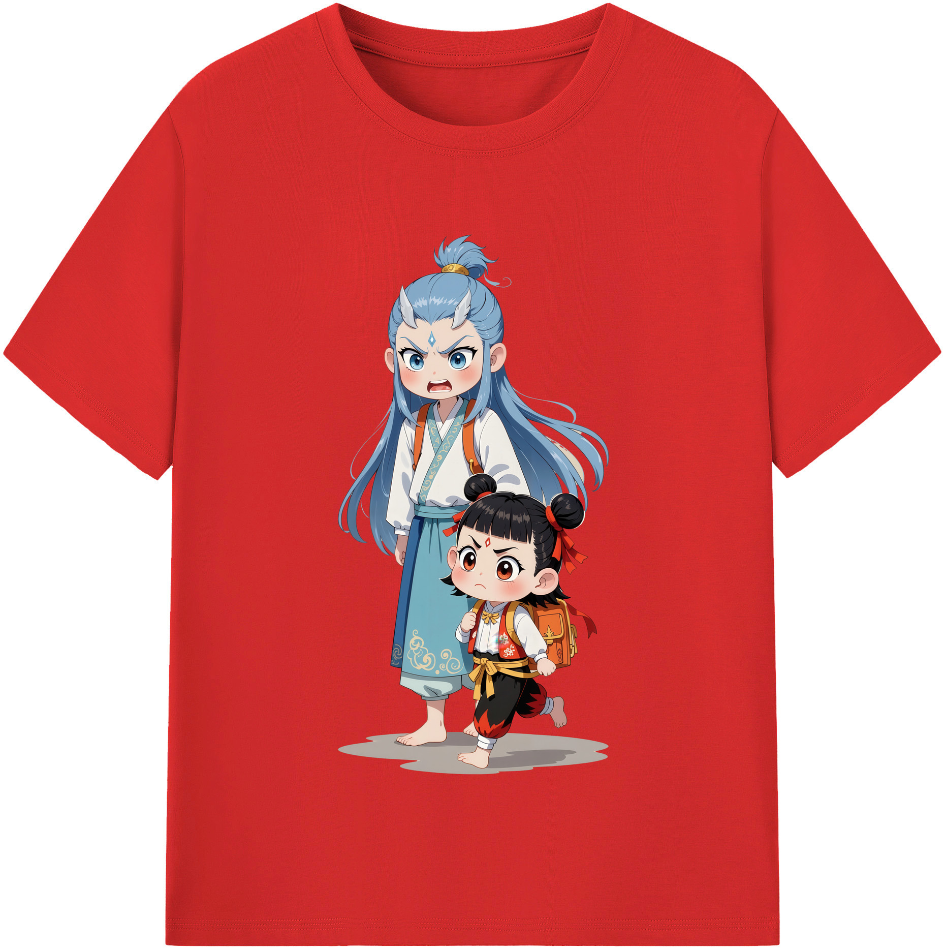 （画像用） Ne Zha 2 ナタ 魔童の大暴れ 綿100％半袖Tシャツ（フロントプリント）