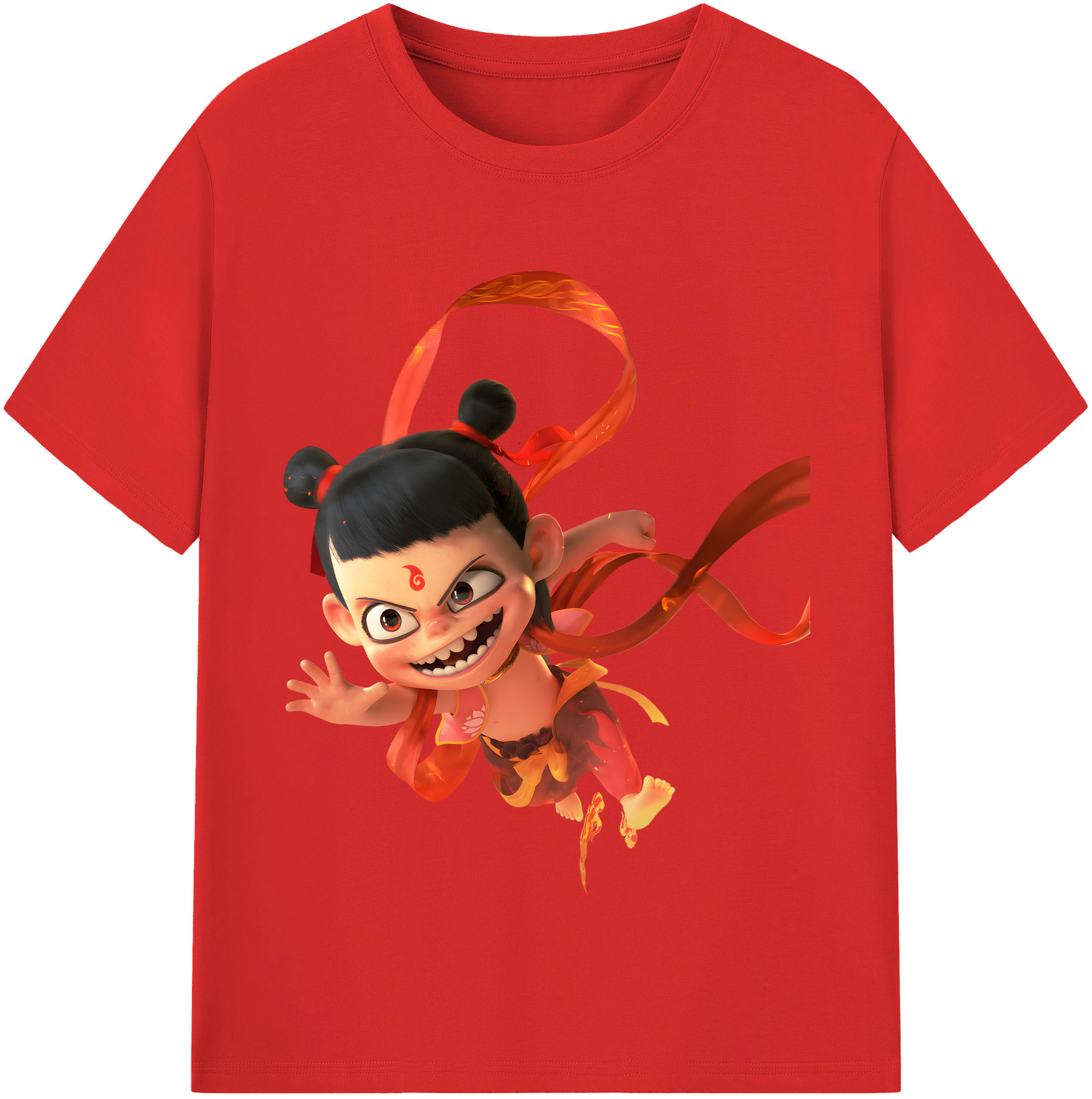 （画像用） Ne Zha 2 ナタ 魔童の大暴れ 綿100％半袖Tシャツ（フロントプリント）