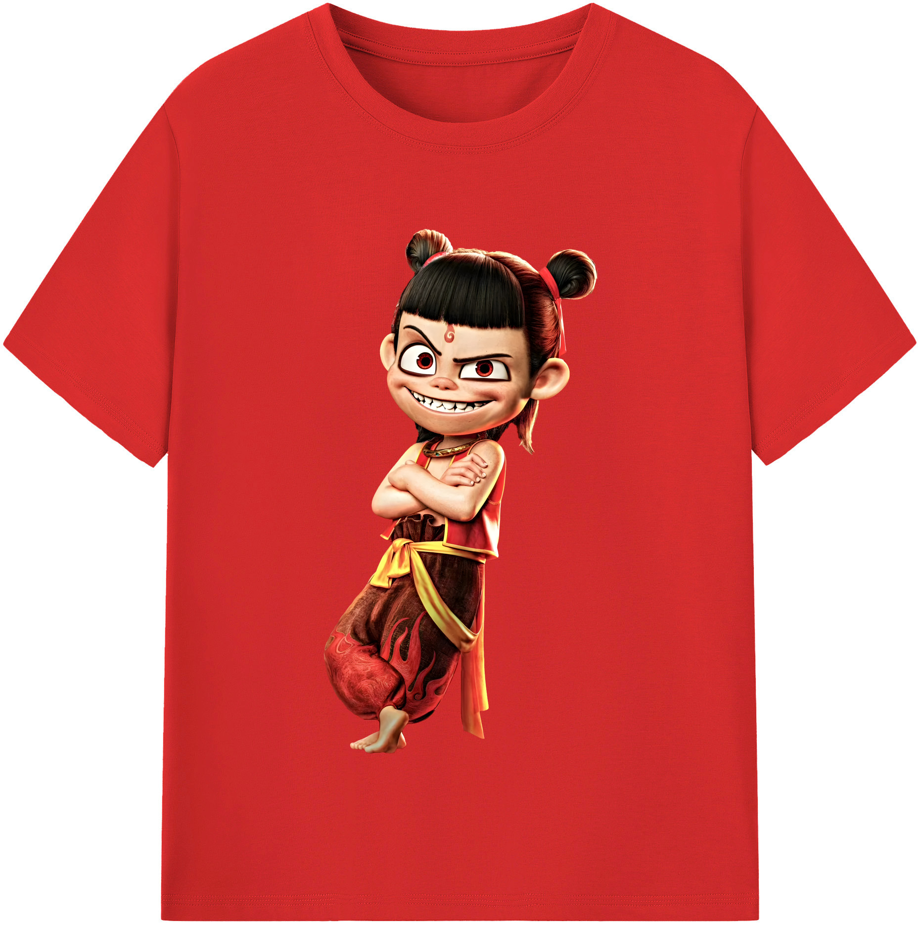 （画像用） Ne Zha 2 ナタ 魔童の大暴れ 綿100％半袖Tシャツ（フロントプリント）