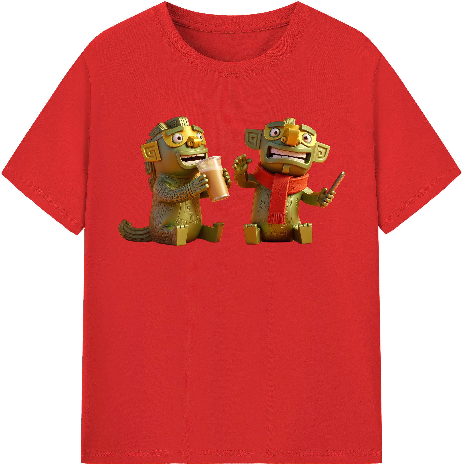 （画像用） Ne Zha 2 ナタ 魔童の大暴れ 綿100％半袖Tシャツ（フロントプリント）