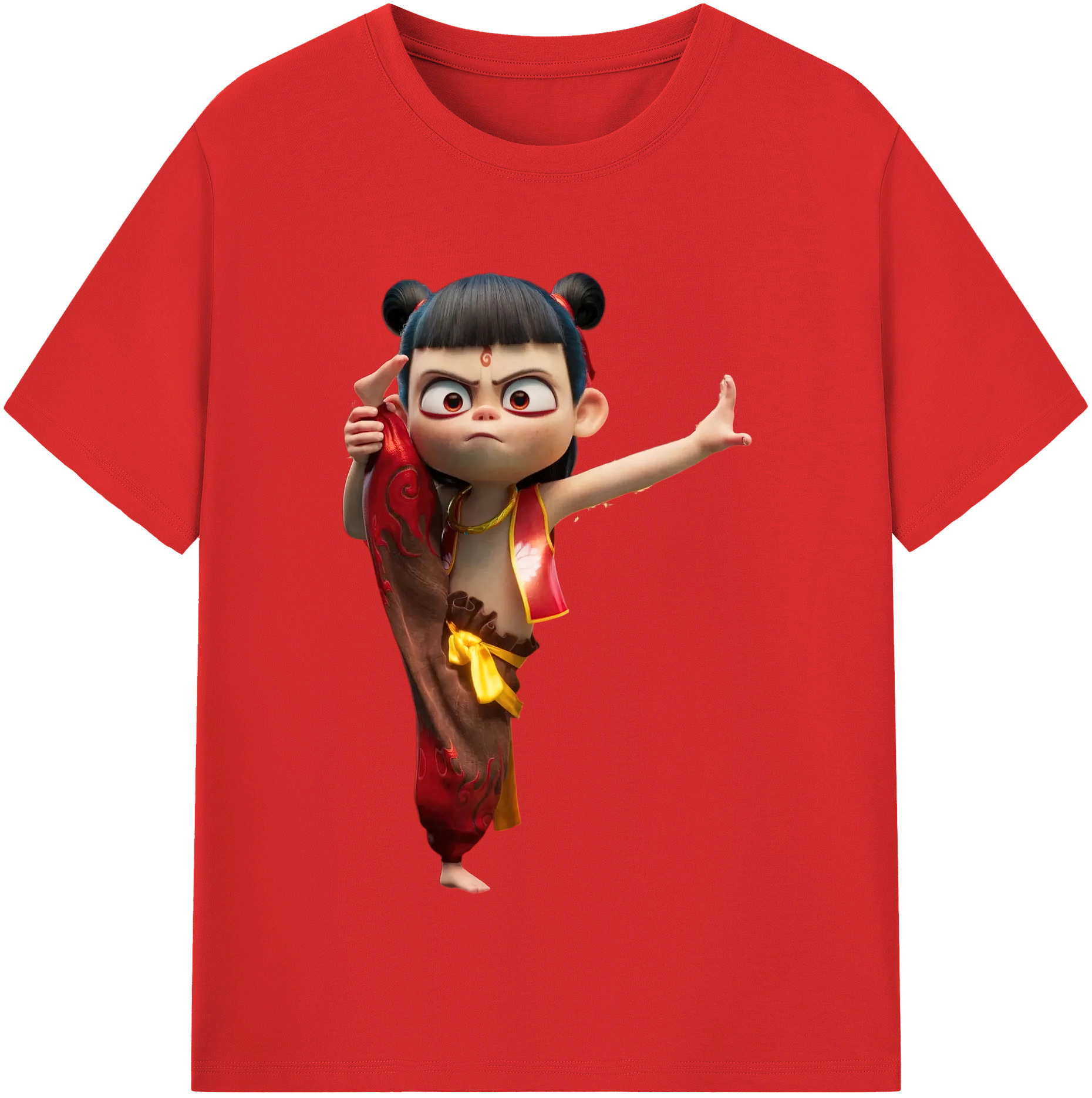 （画像用） Ne Zha 2 ナタ 魔童の大暴れ 綿100％半袖Tシャツ（フロントプリント）