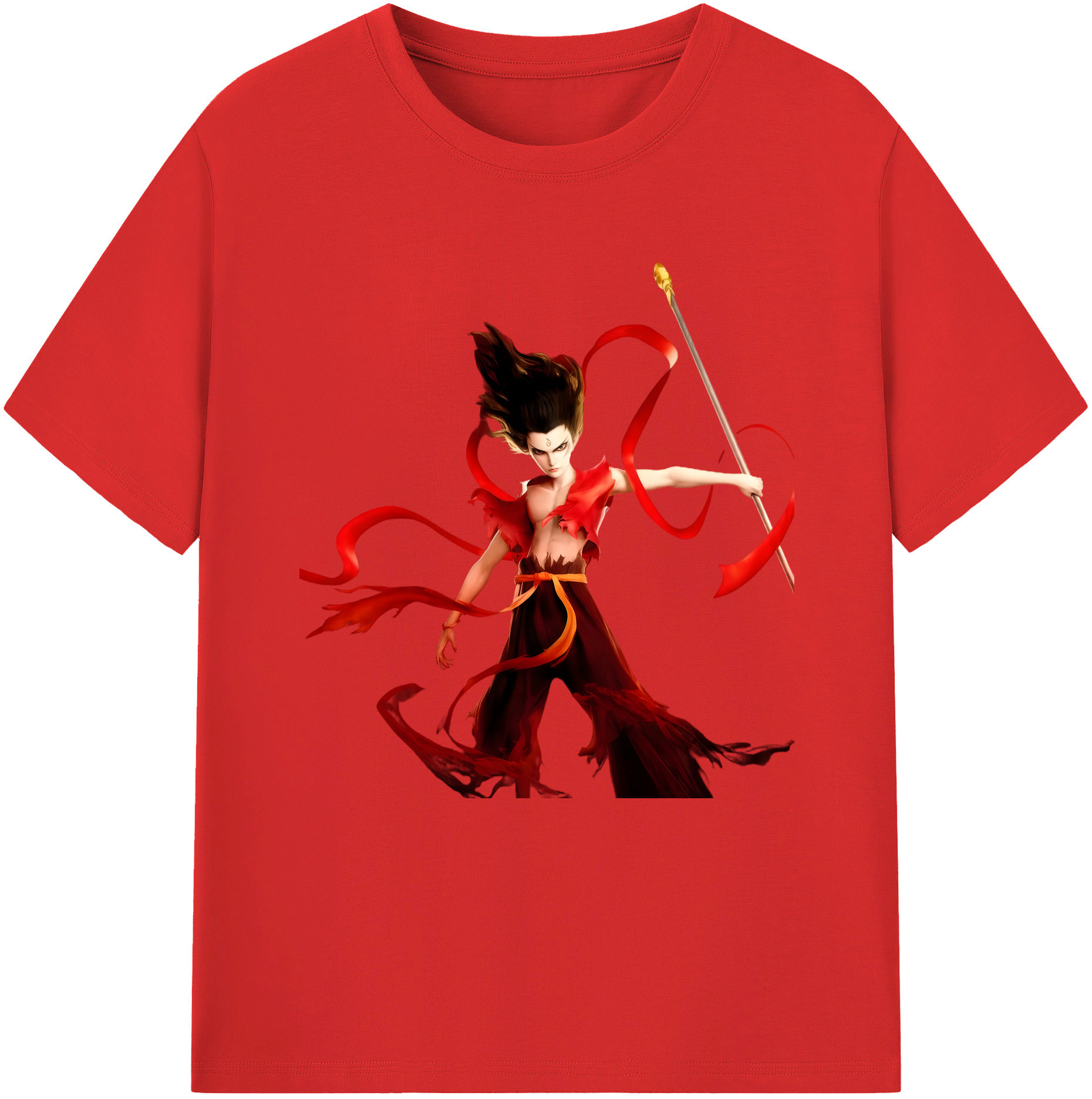 （画像用） Ne Zha 2 ナタ 魔童の大暴れ 綿100％半袖Tシャツ（フロントプリント）