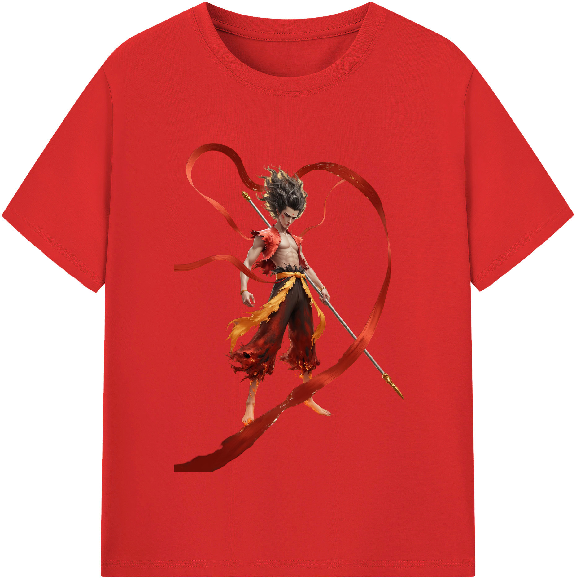 （画像用） Ne Zha 2 ナタ 魔童の大暴れ 綿100％半袖Tシャツ（フロントプリント）