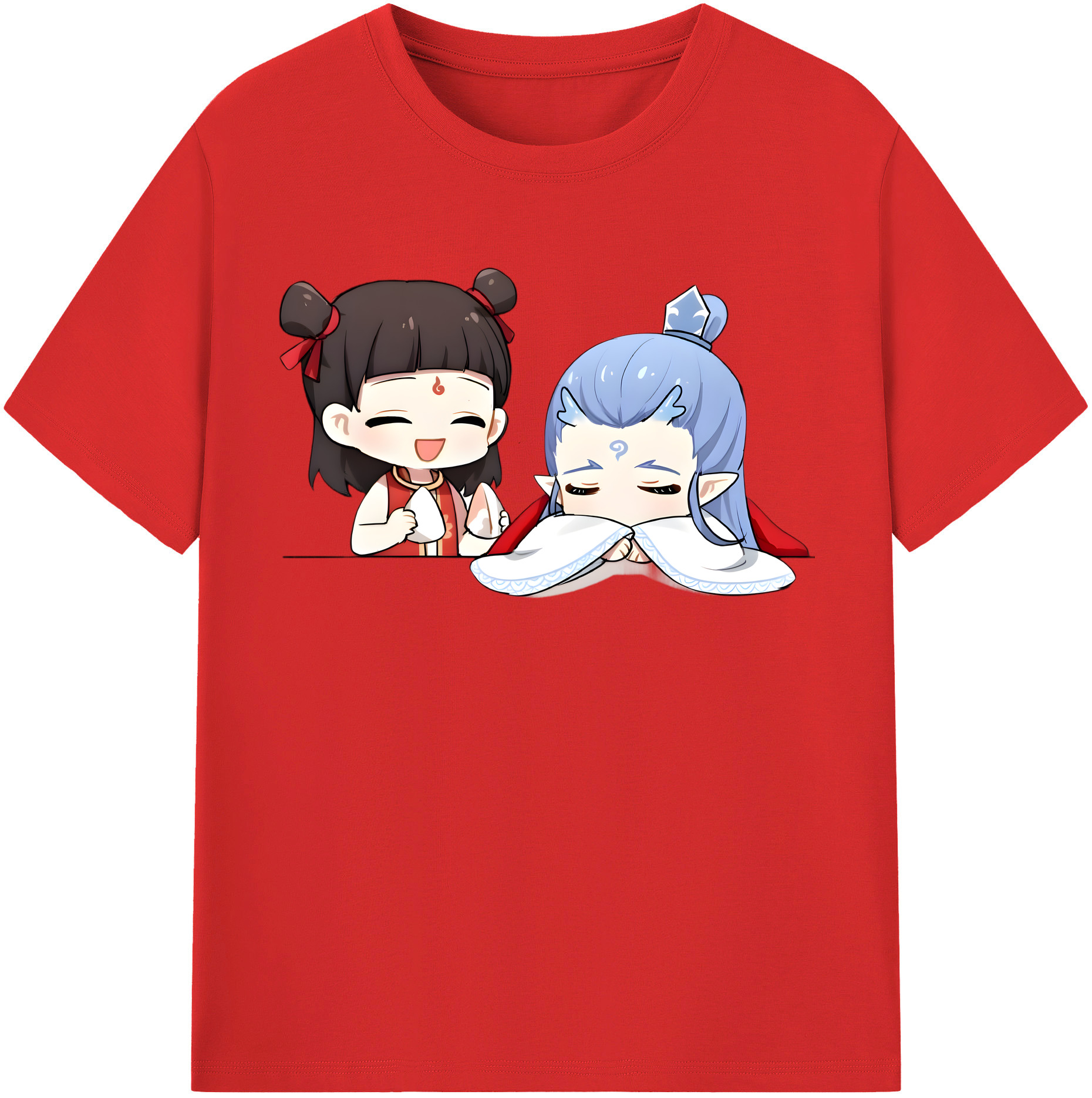 （画像用） Ne Zha 2 ナタ 魔童の大暴れ 綿100％半袖Tシャツ（フロントプリント）