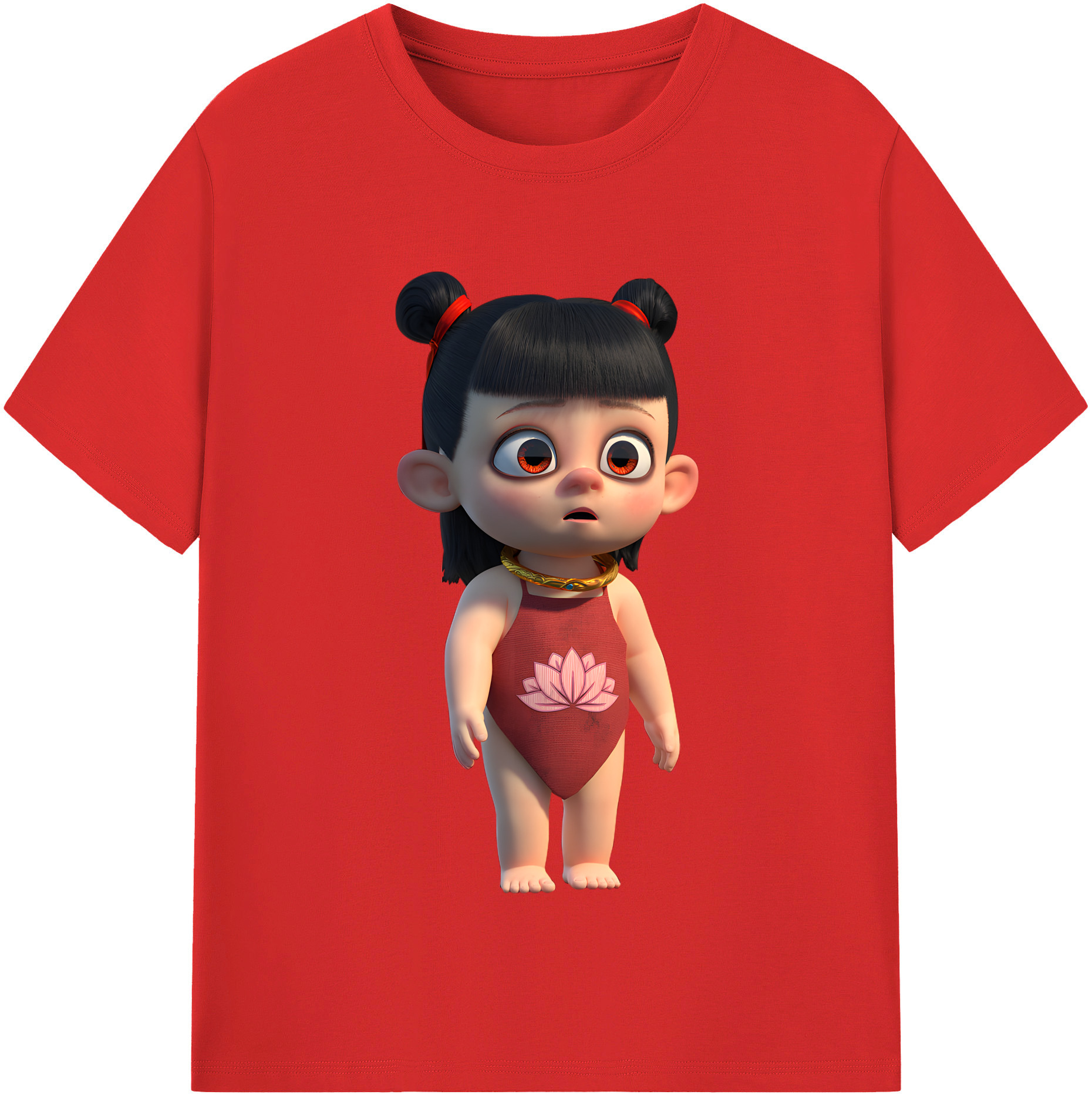 （画像用） Ne Zha 2 ナタ 魔童の大暴れ 綿100％半袖Tシャツ（フロントプリント）