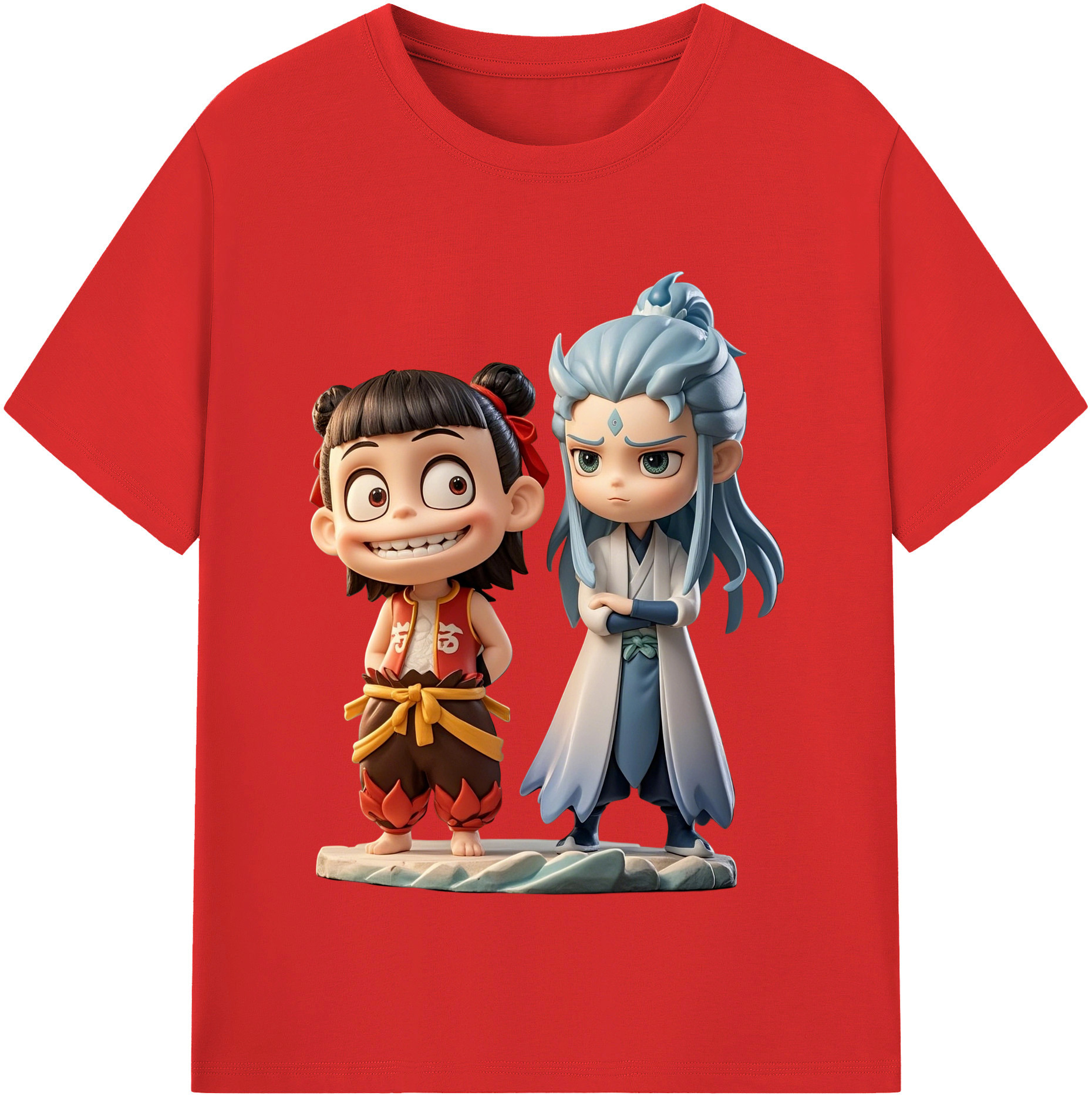 （画像用） Ne Zha 2 ナタ 魔童の大暴れ 綿100％半袖Tシャツ（フロントプリント）